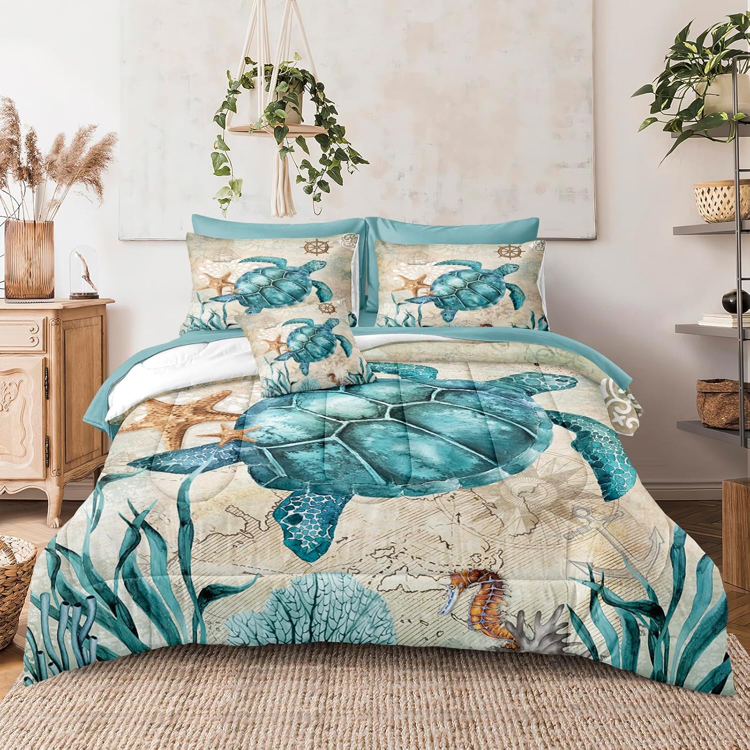 Merryword 8-Piece Ocean Turtle Bed In A Bag