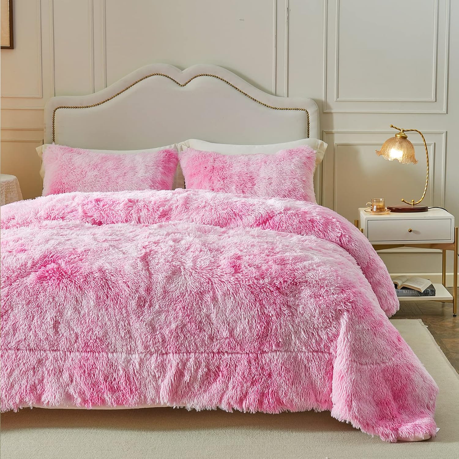 Wajade Plush Pink Comforter Set 3PC Full Size
