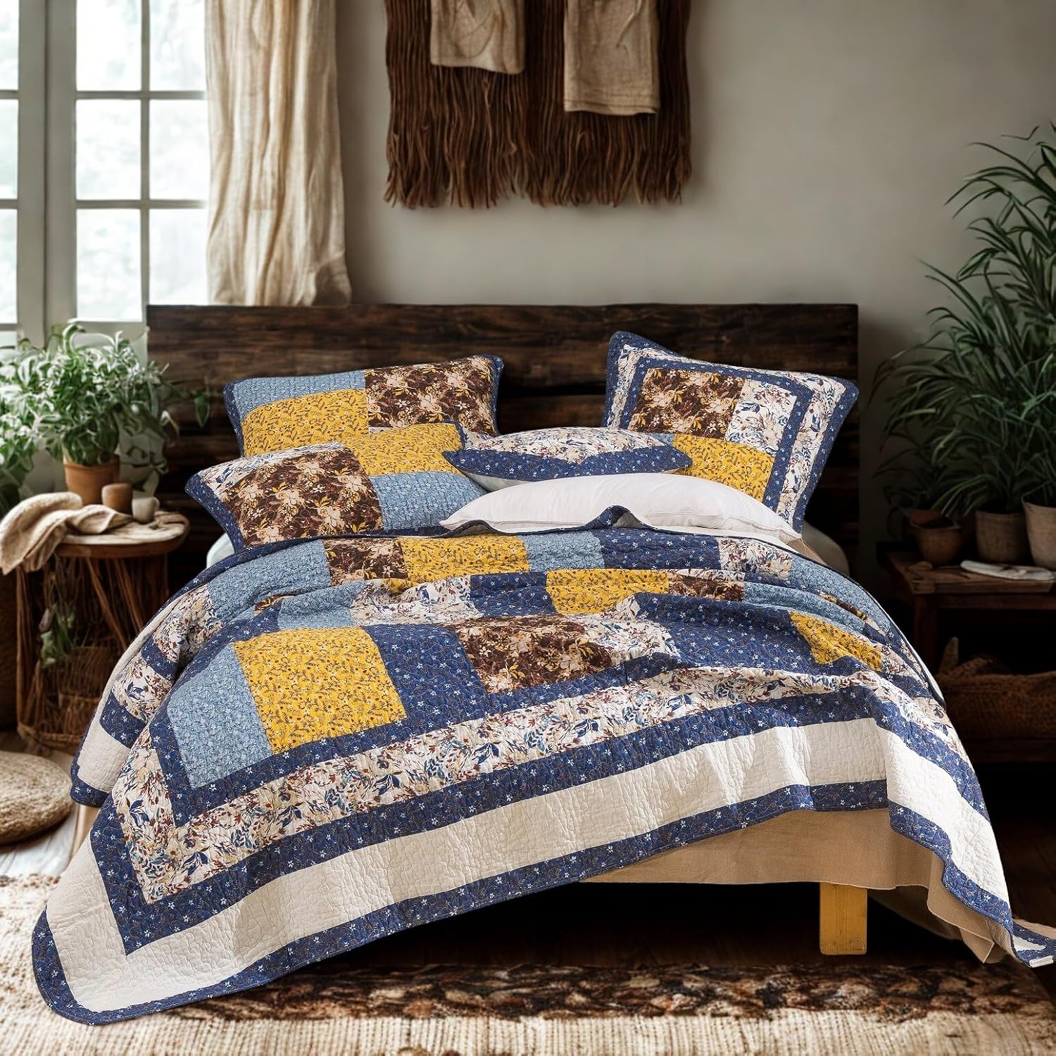Tache Prewashed Cotton Patchwork Quilt Set California King