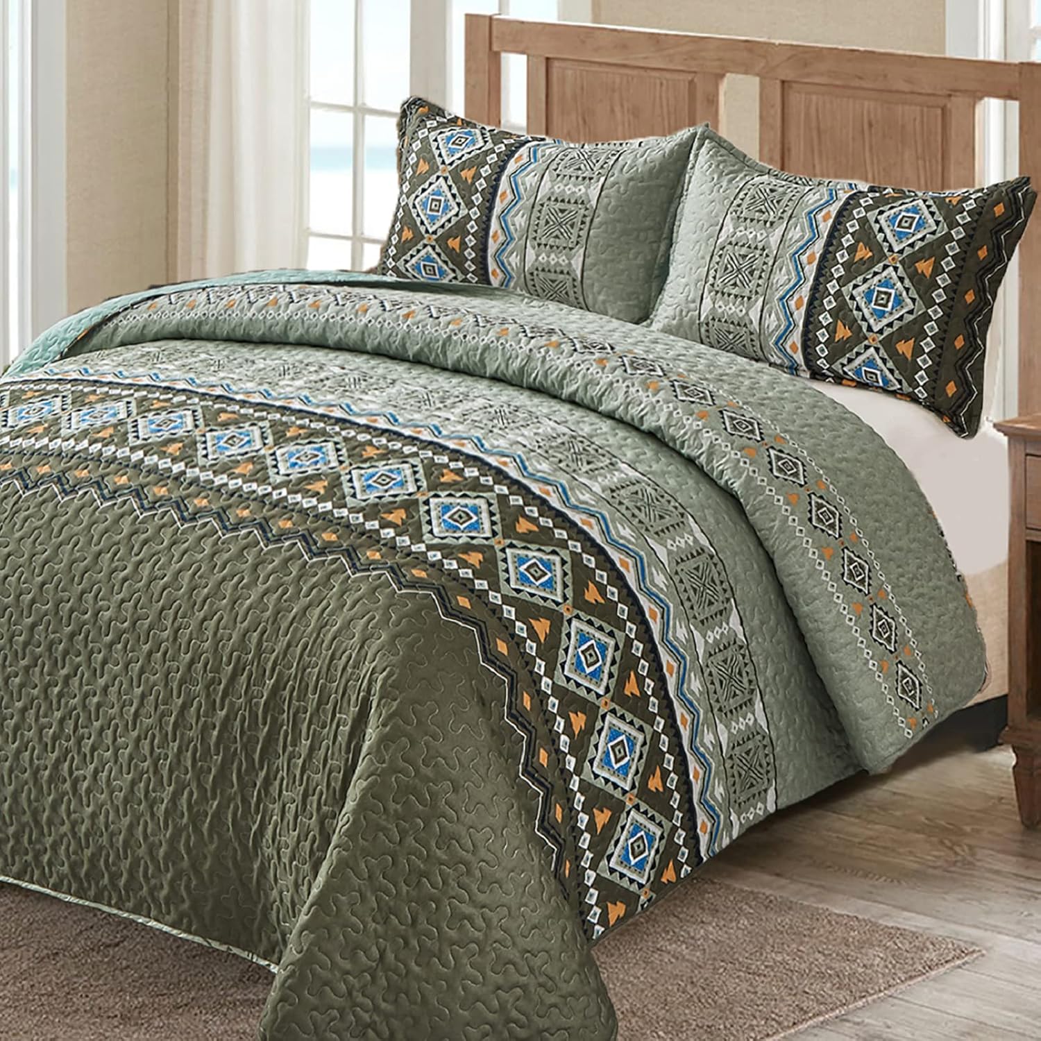 WONGS BEDDING Boho Quilt Set California King 1