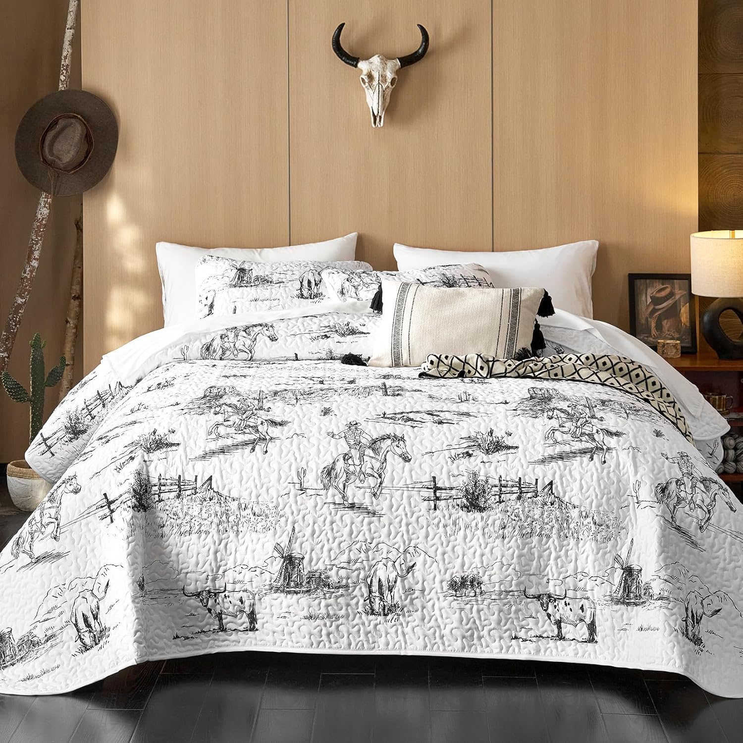 Wake In Cloud Western Quilt Set King Size 3-Piece