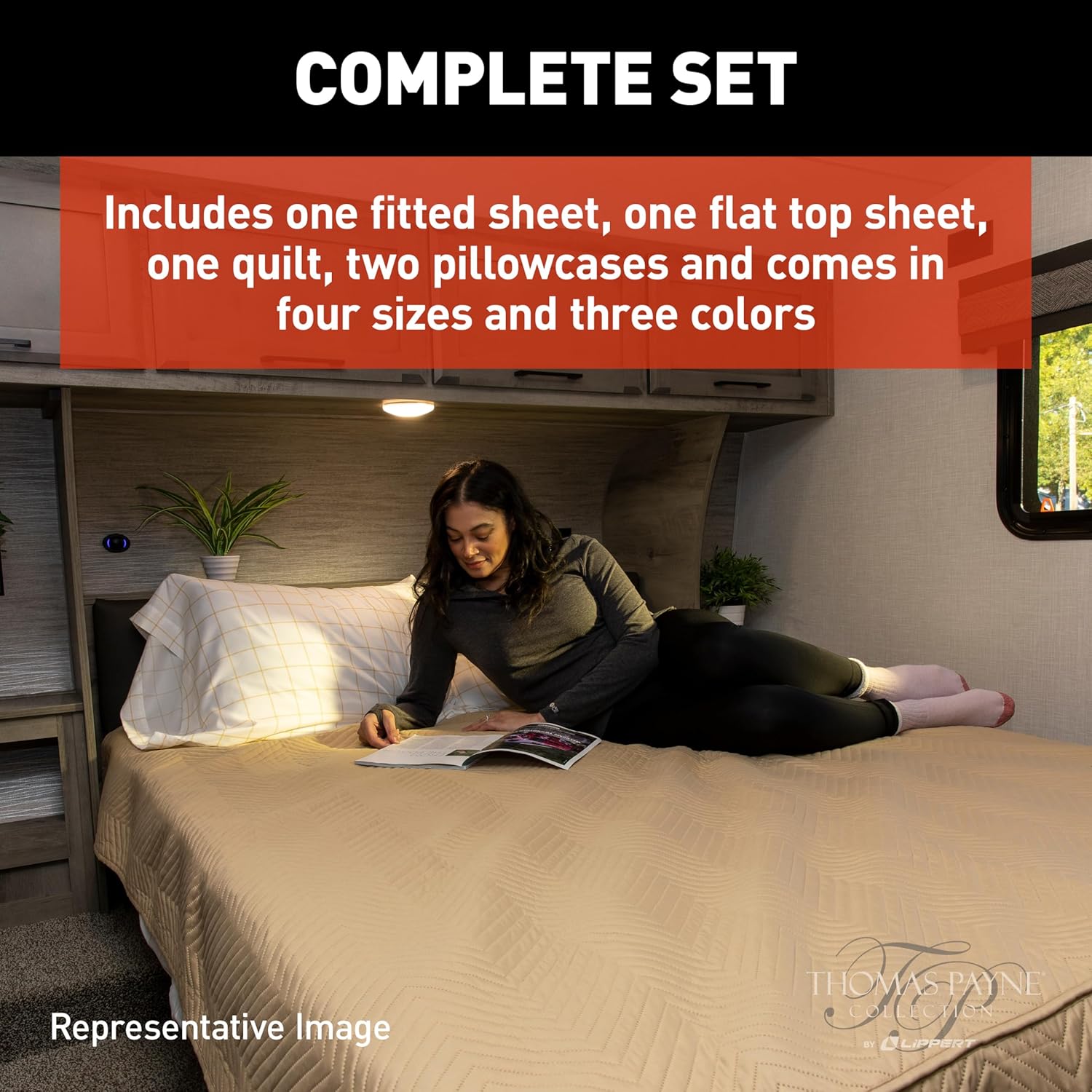 Lippert Easy Zzzs RV Bedding Set Queen Tan
