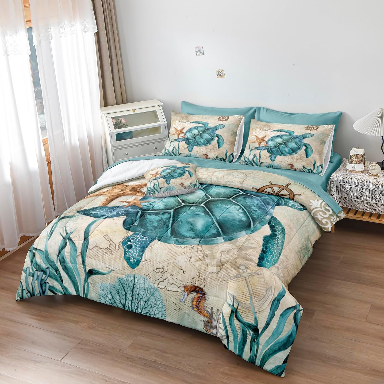 Merryword 8-Piece Ocean Turtle Bed In A Bag