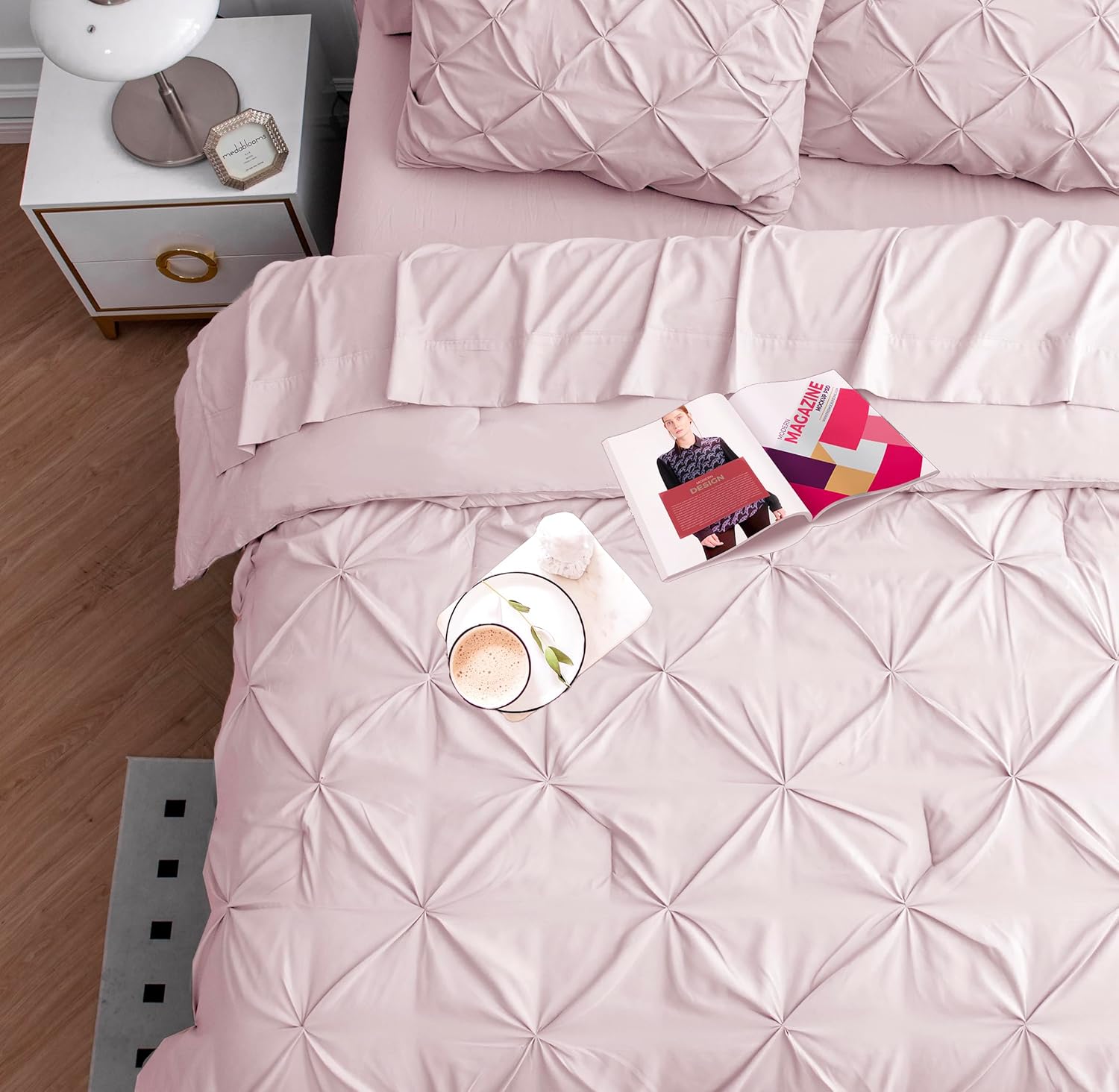 Lane Linen Cal King Comforter Set - 7 Piece Sepia Rose