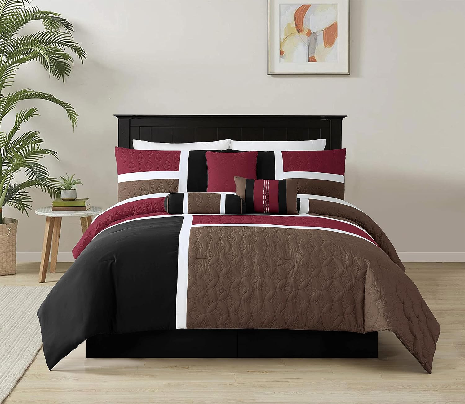 Chezmoi Collection Upland 7-Piece Quilted Comforter Set King