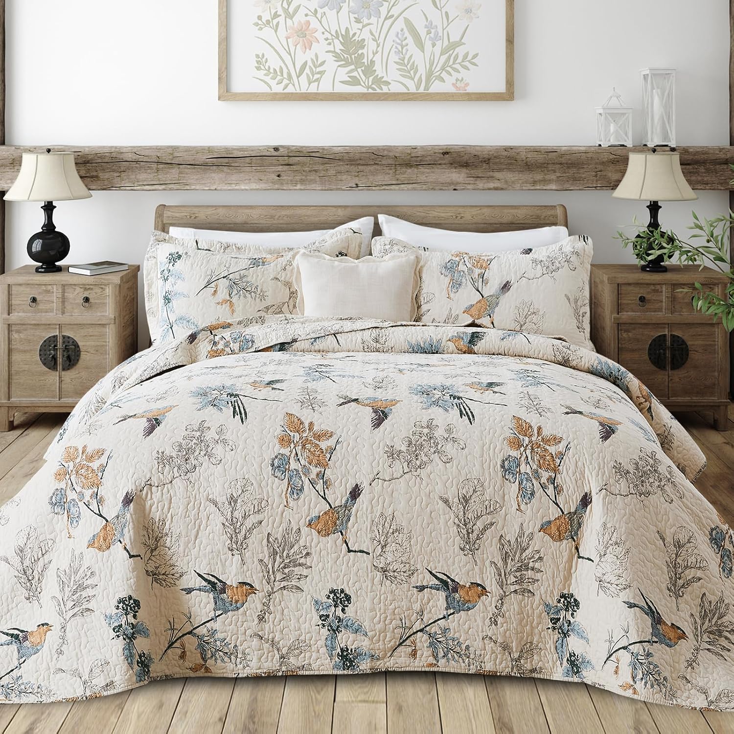 Comforbed Cotton Bird Quilt Set 3-Piece 1