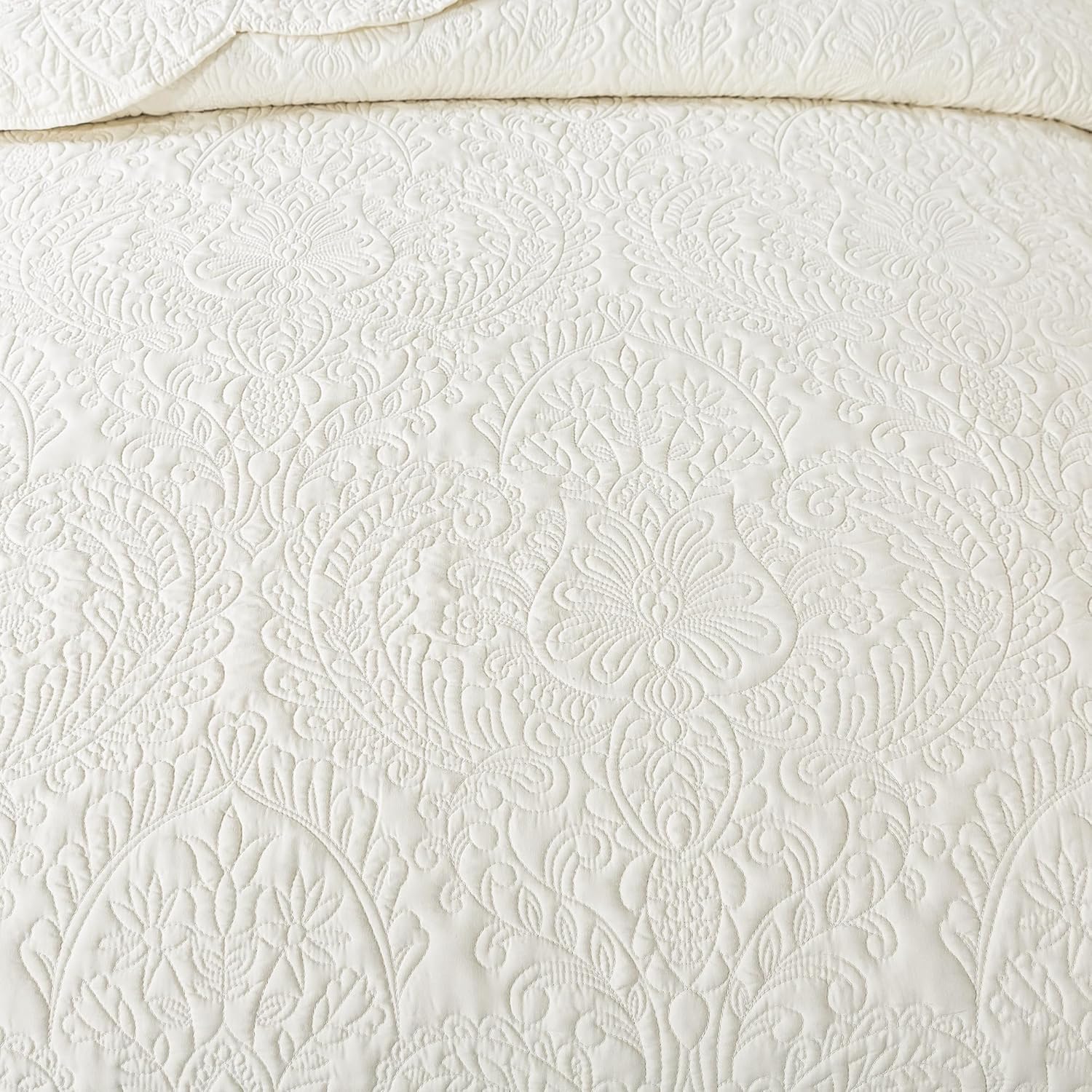 HoneiLife King Quilt Set - 3-Piece Microfiber Bedding Retro Pattern All Season Use