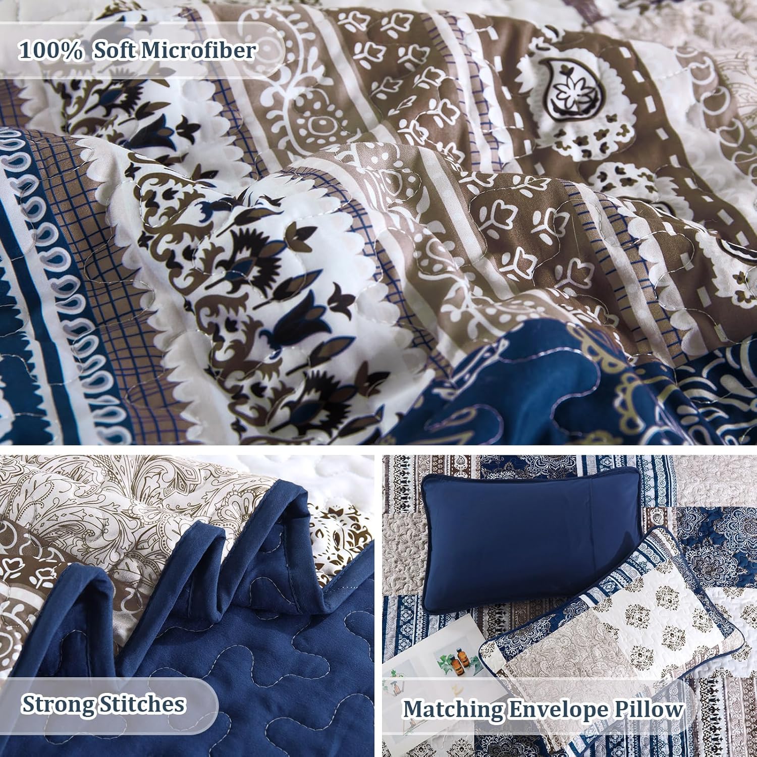 Dintszyayue Boho Quilt Set King Size 3 Piece