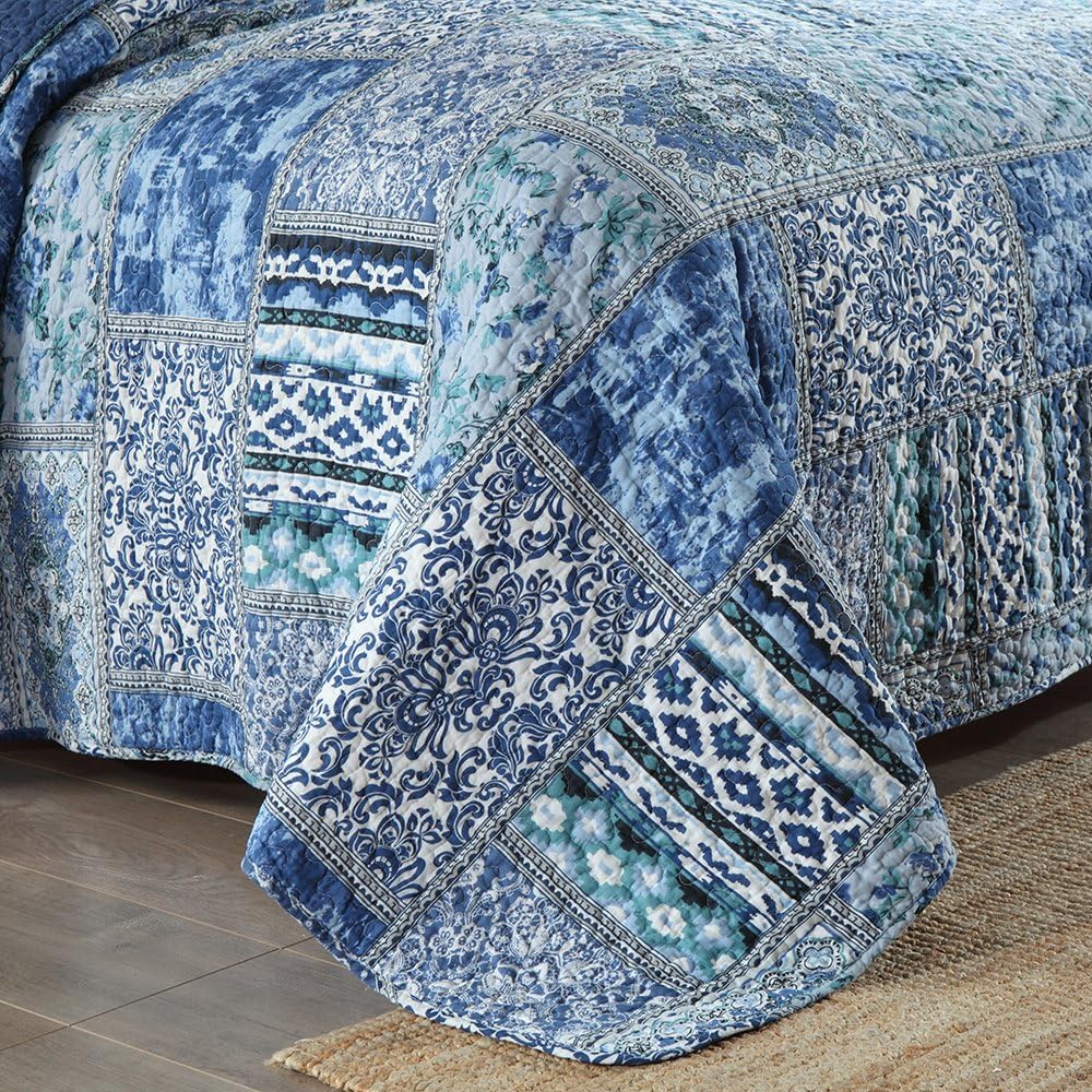 NEWLAKE Reversible Patchwork Bedspread Quilt Set King Size