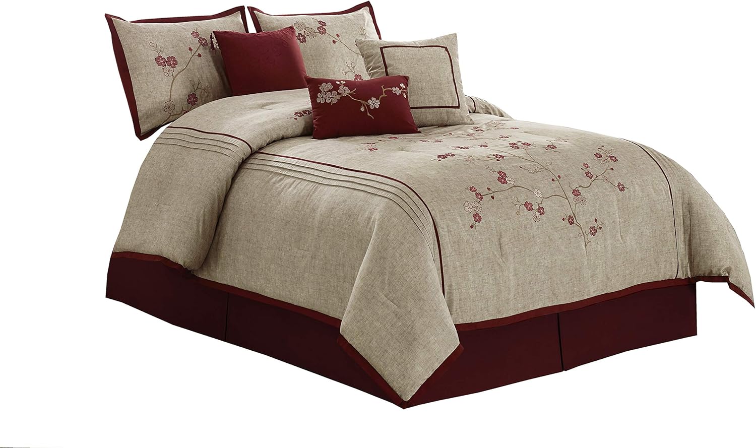 Chezmoi Miki 7-Piece Luxury Floral Comforter Set California King