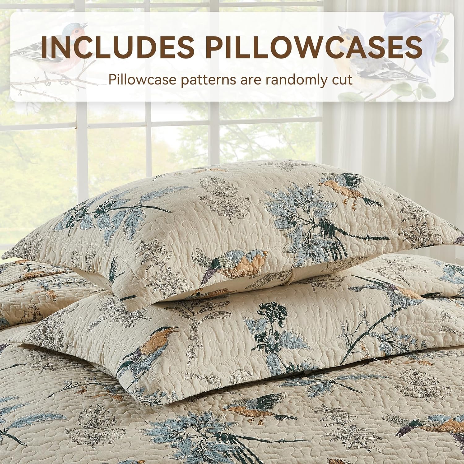 Comforbed Cotton Bird Quilt Set 3-Piece 1