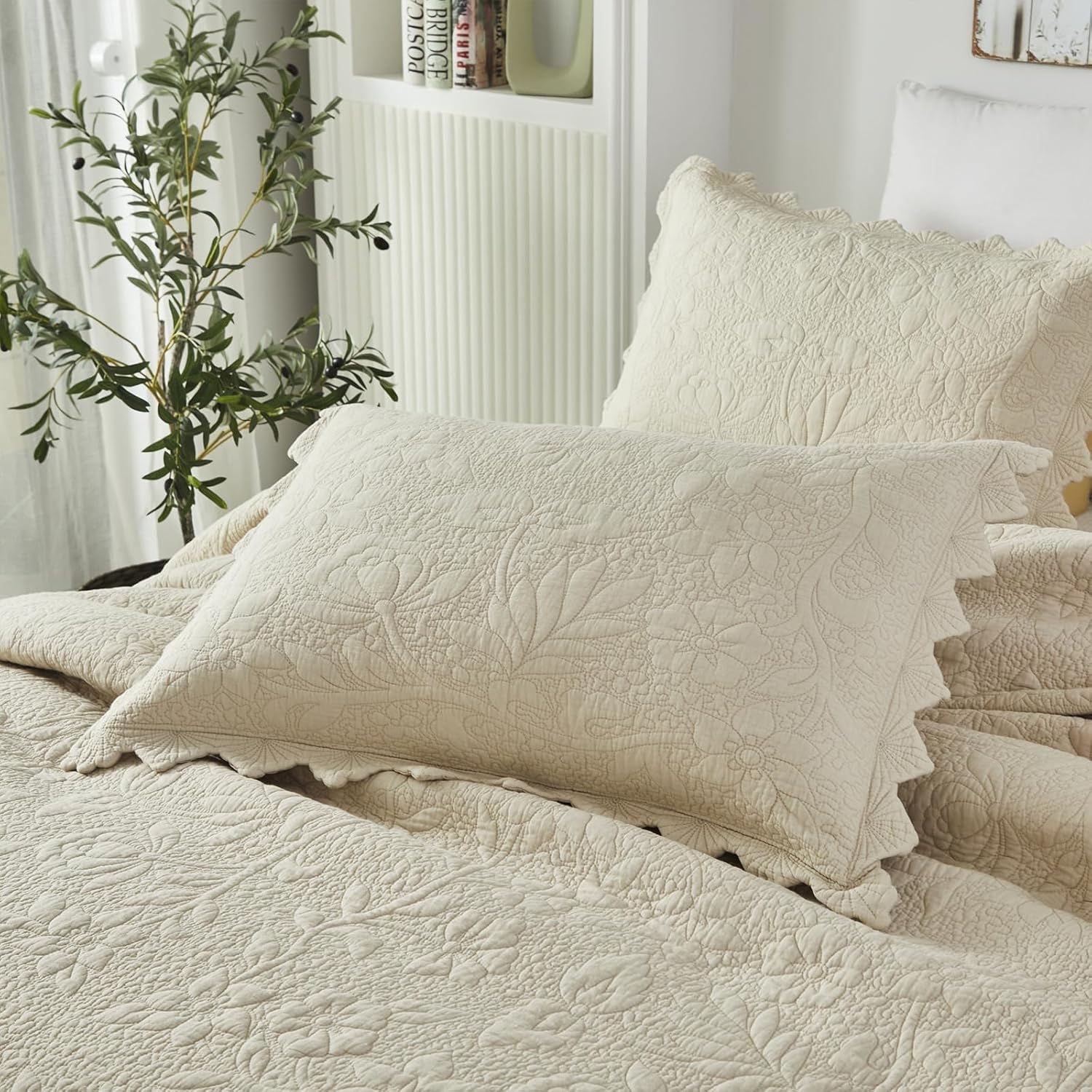Brandream Cotton Beige Quilt Set 3-Piece