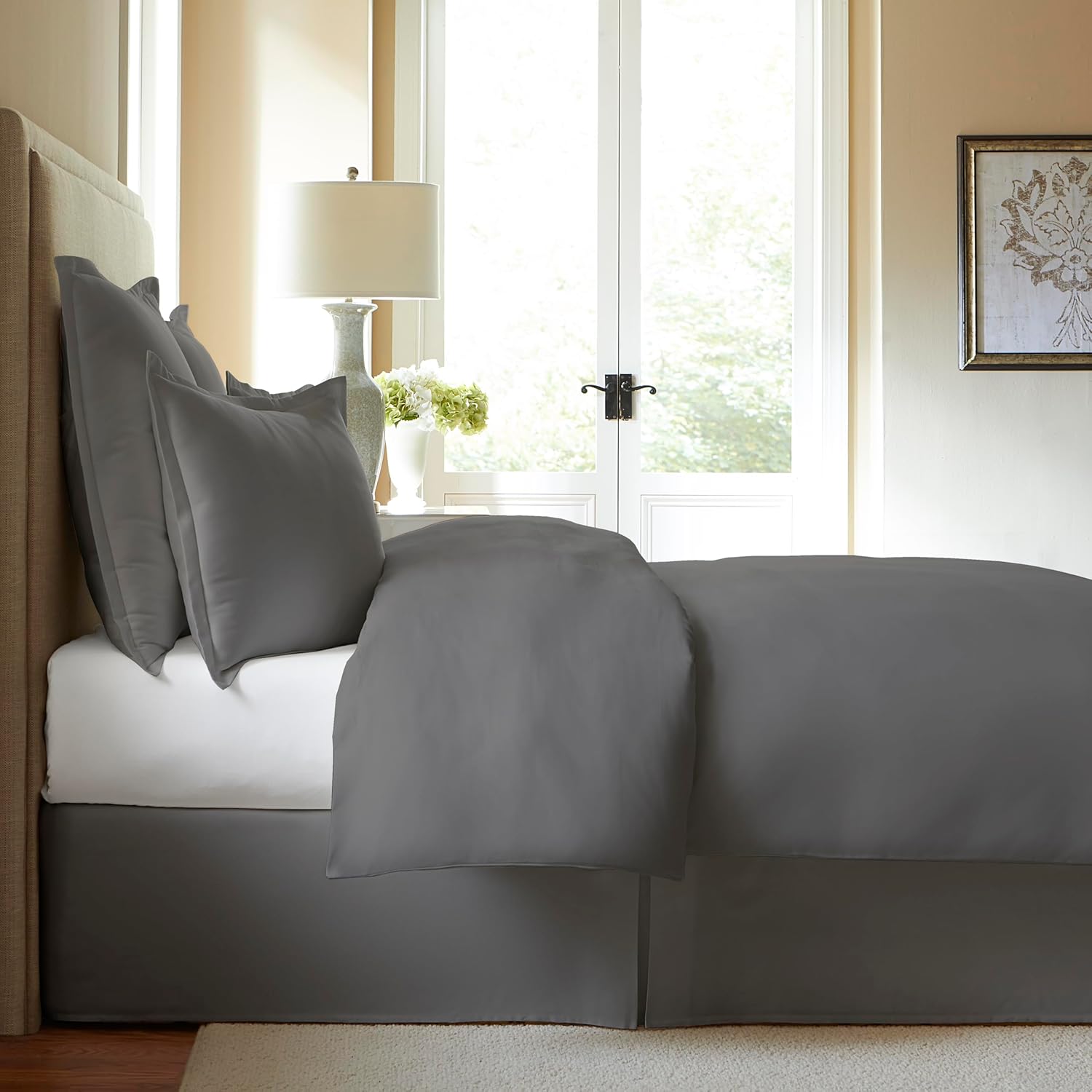 FRESH IDEAS Cotton Bed Skirt 15 Drop Silver King