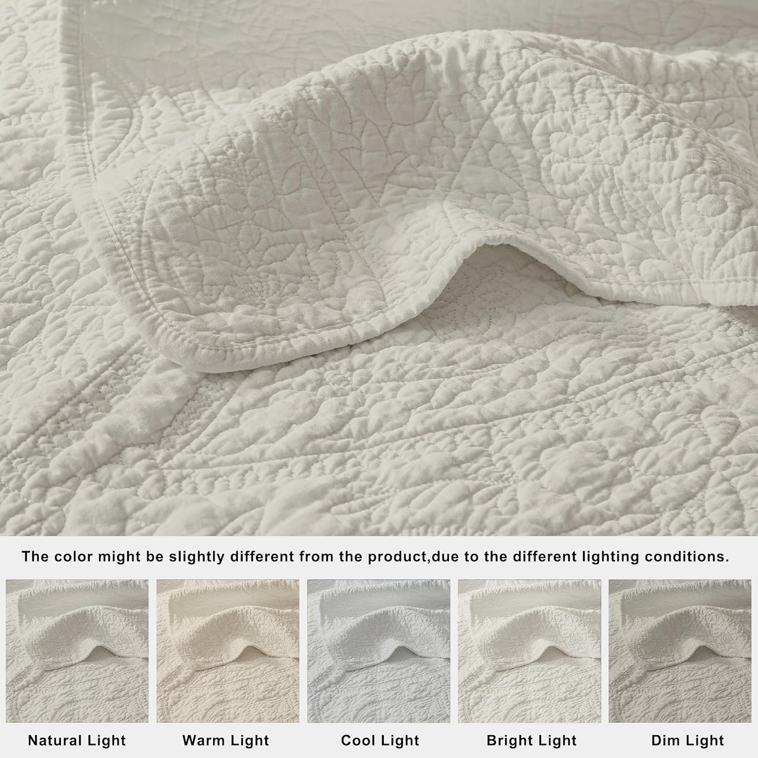 Palassio Beige Paisley Cotton Quilt Set King Size
