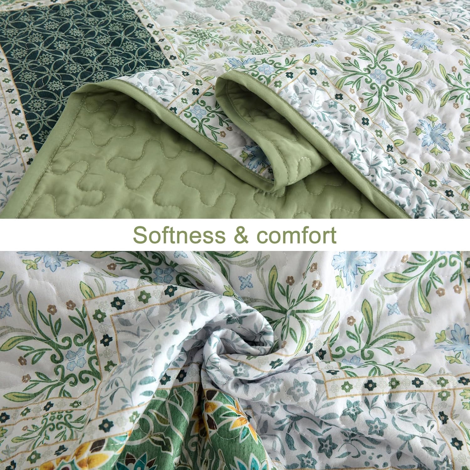 Xruibed Plaid Patchwork Quilt Set Queen 3 Pieces