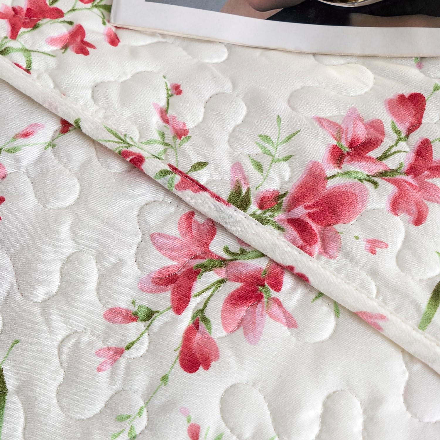Floral Queen Quilt Set 3PCS Microfiber Bedding