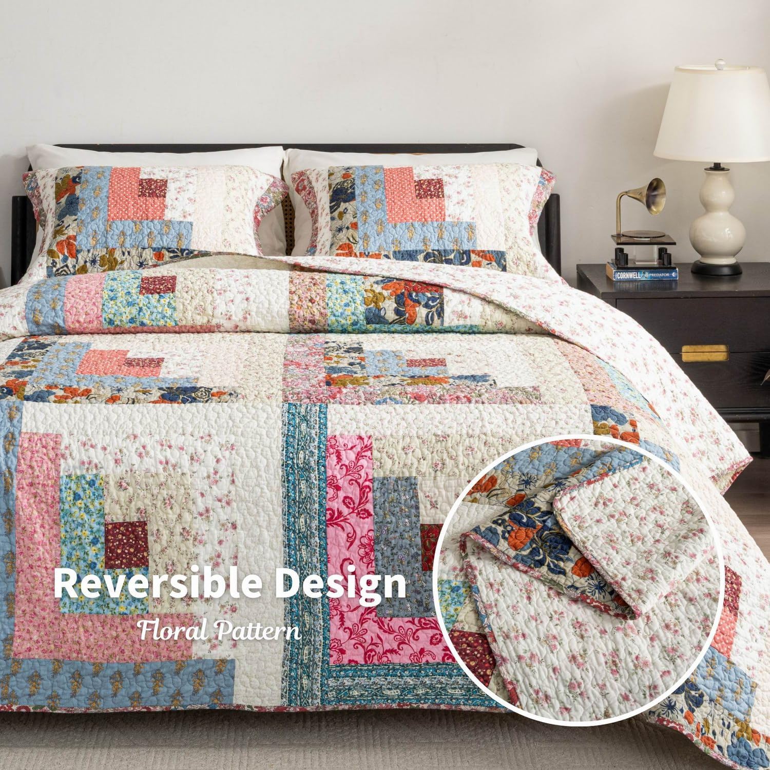 Meadow Park Cotton Patchwork Quilt Set Queen