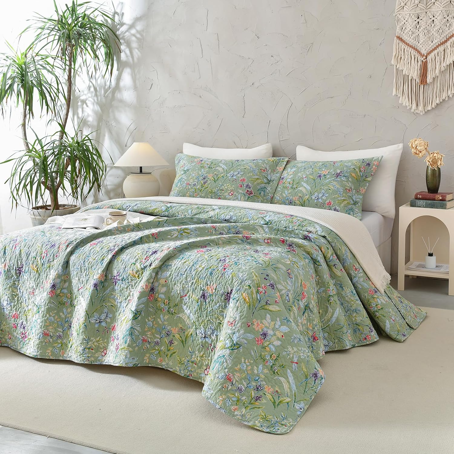 Sanracie 100 Cotton Oversized King Quilt Set 3Pcs