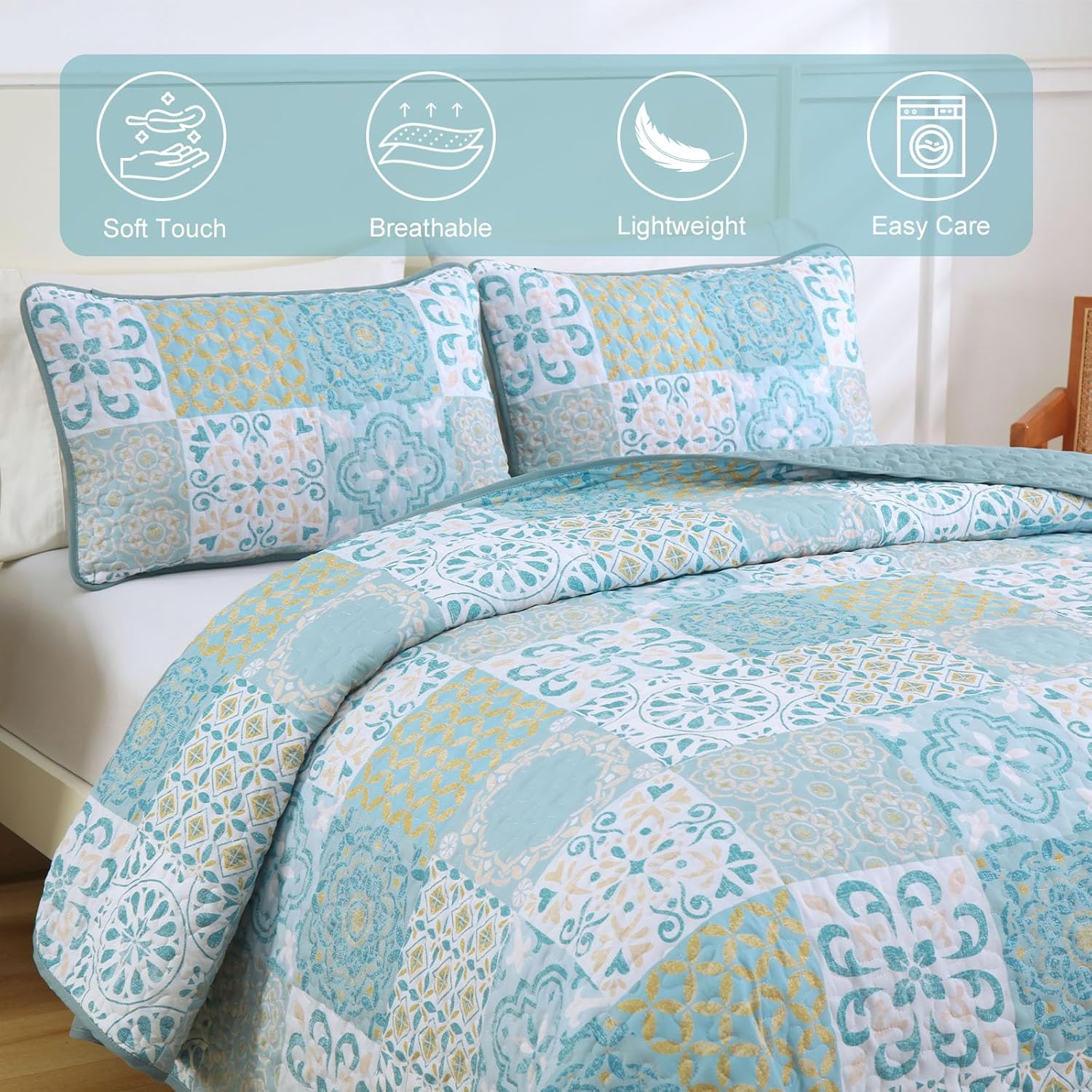 Dobuyly Patchwork Quilt Set Queen Size 1