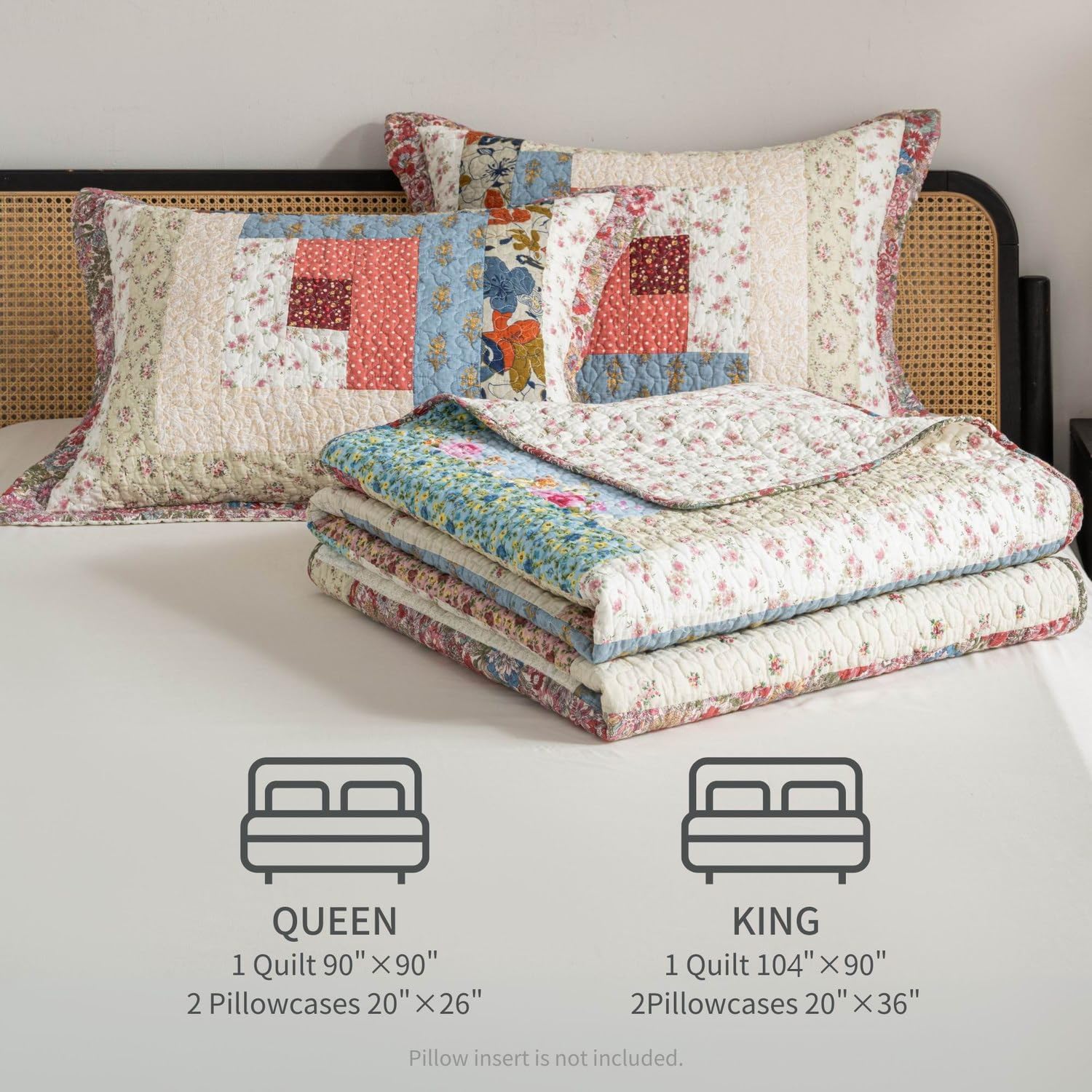 Meadow Park Cotton Patchwork Quilt Set Queen