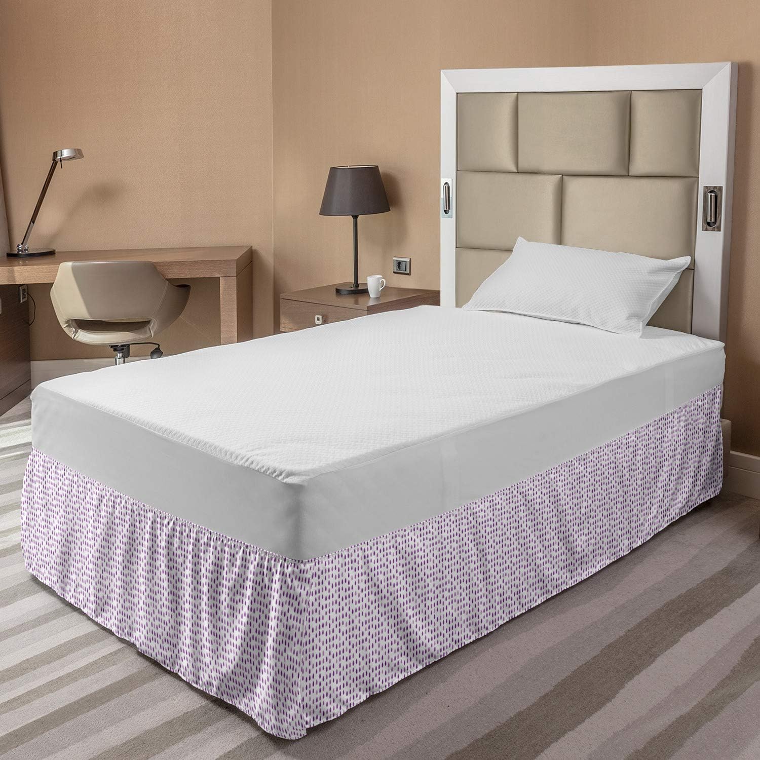 Lunarable Purple Bedskirt with Raindrops Design