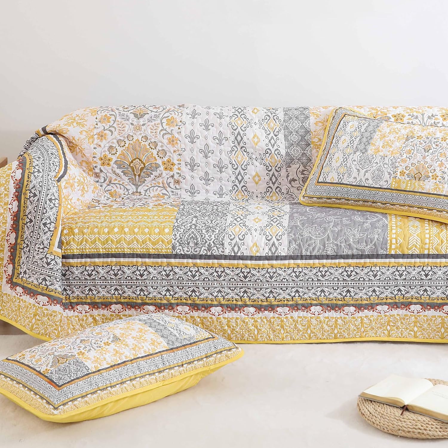 WONGS BEDDING Yellow Quilt Set Full Size