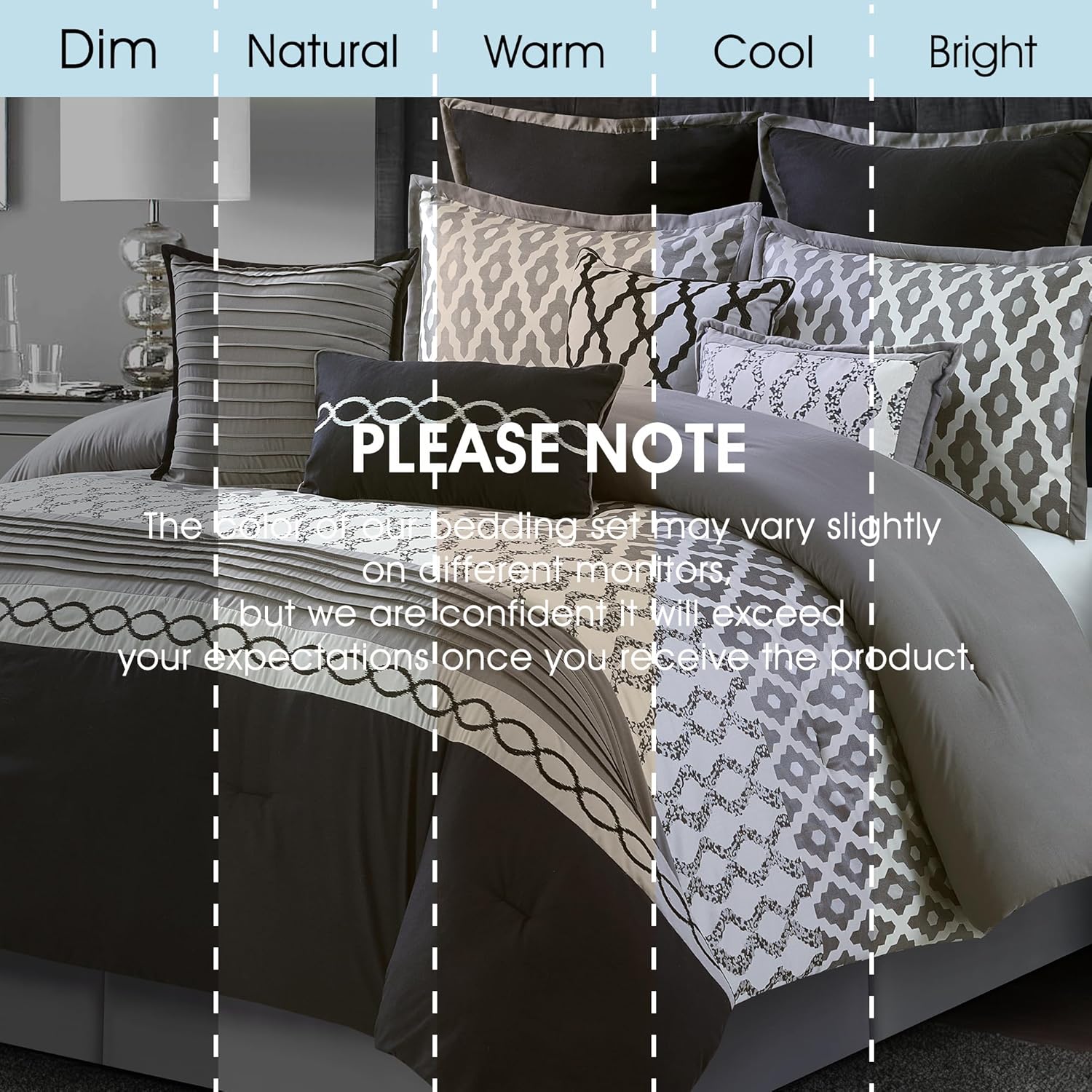 LANCO California King Comforter Set Black 10 Piece 1