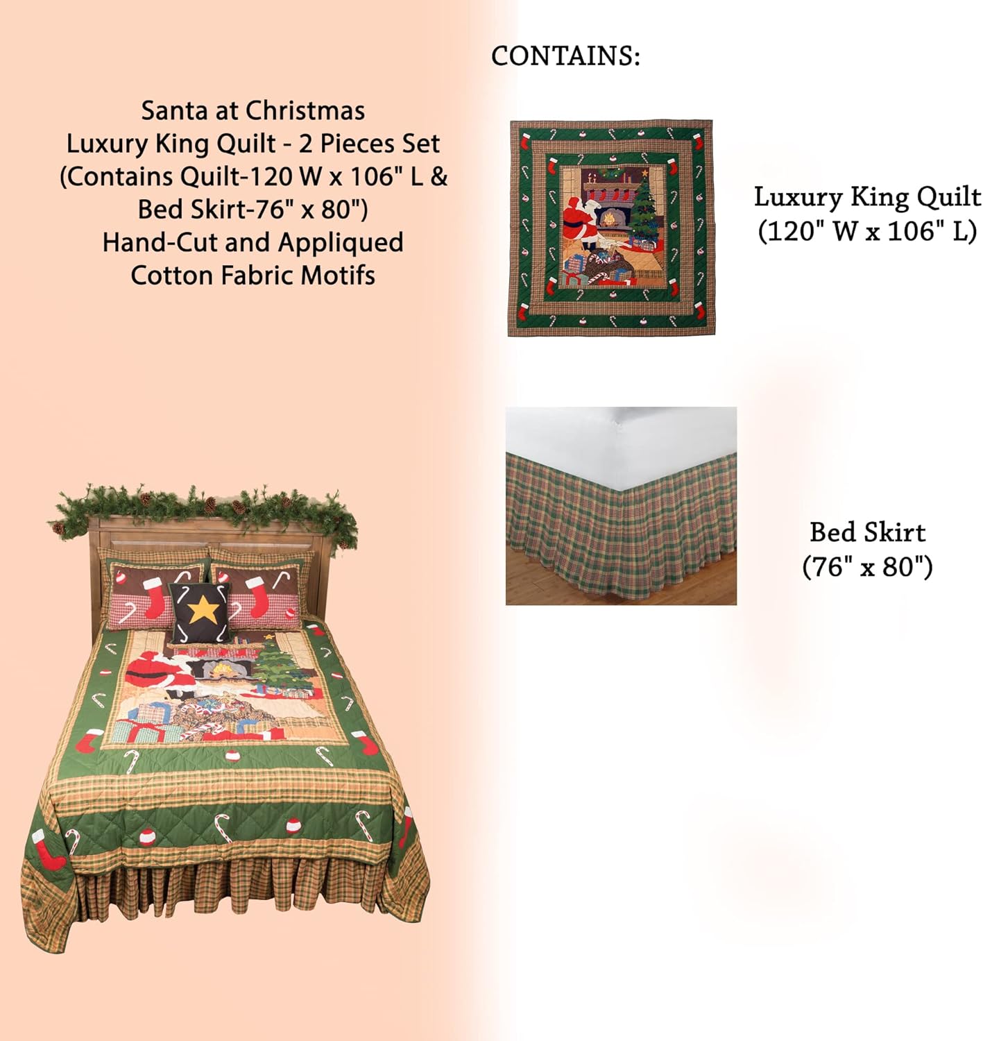 Patch Magic Santa at Christmas Luxury King Quilt Set 1