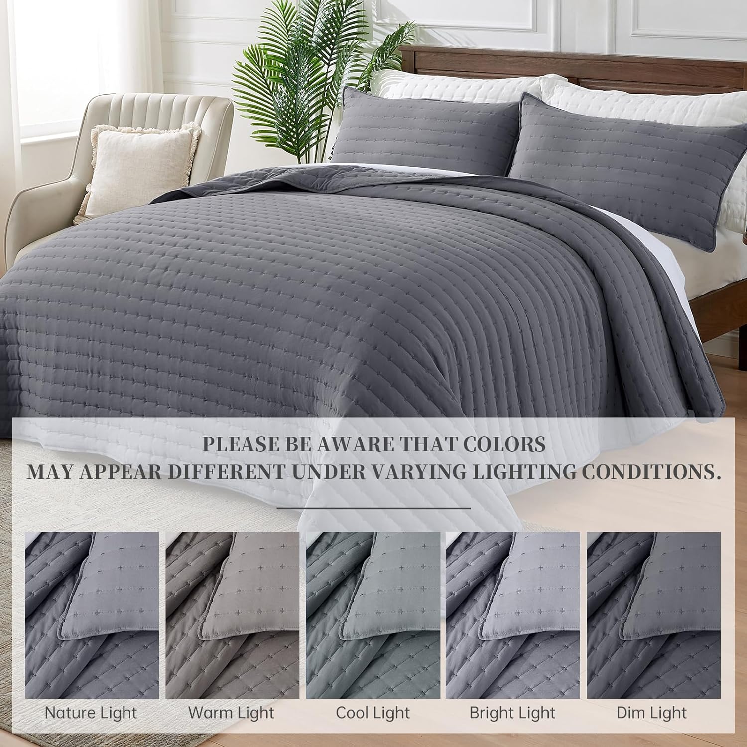 Suchbed Grey California King Quilt Set
