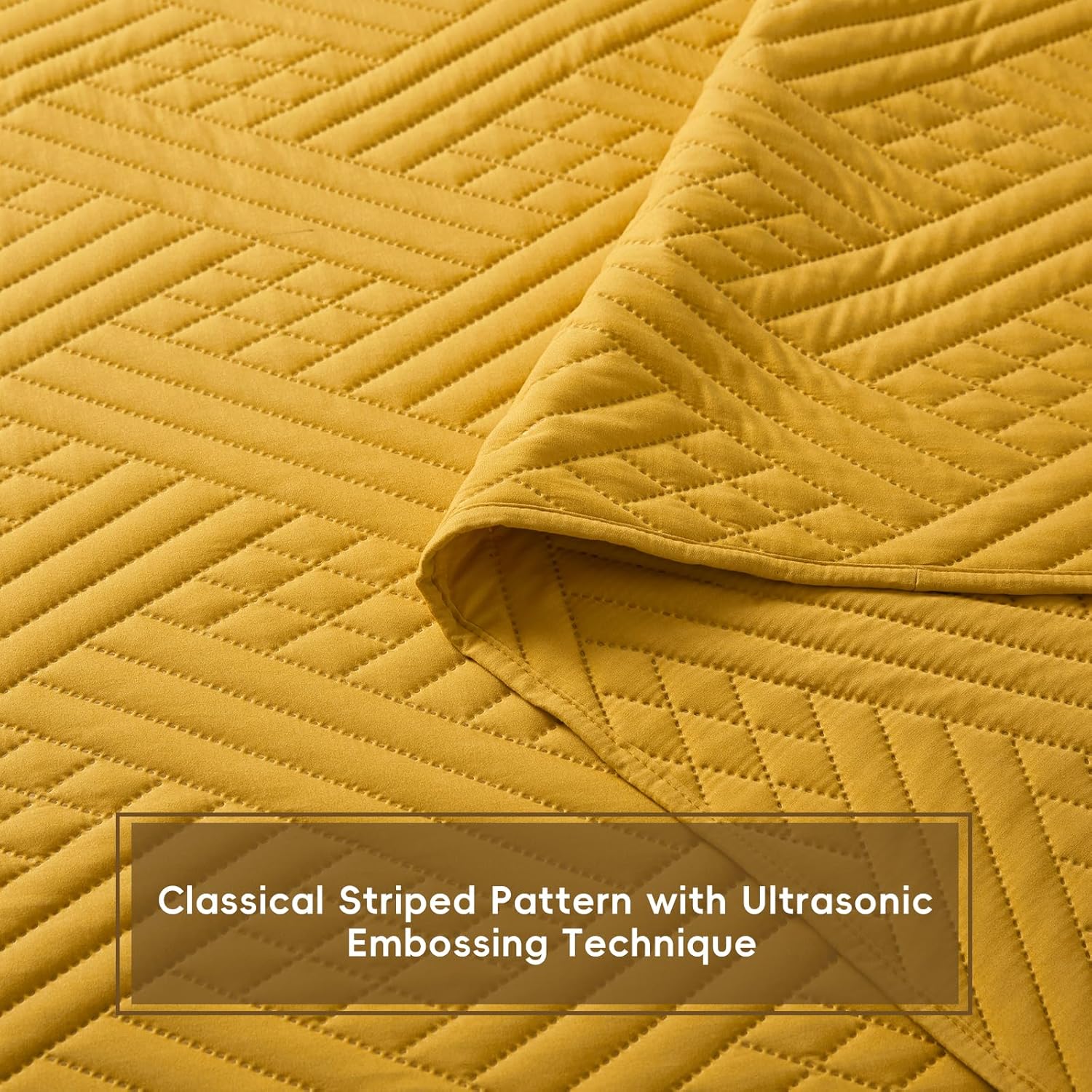 Safonory California King Quilt Set Mustard Yellow