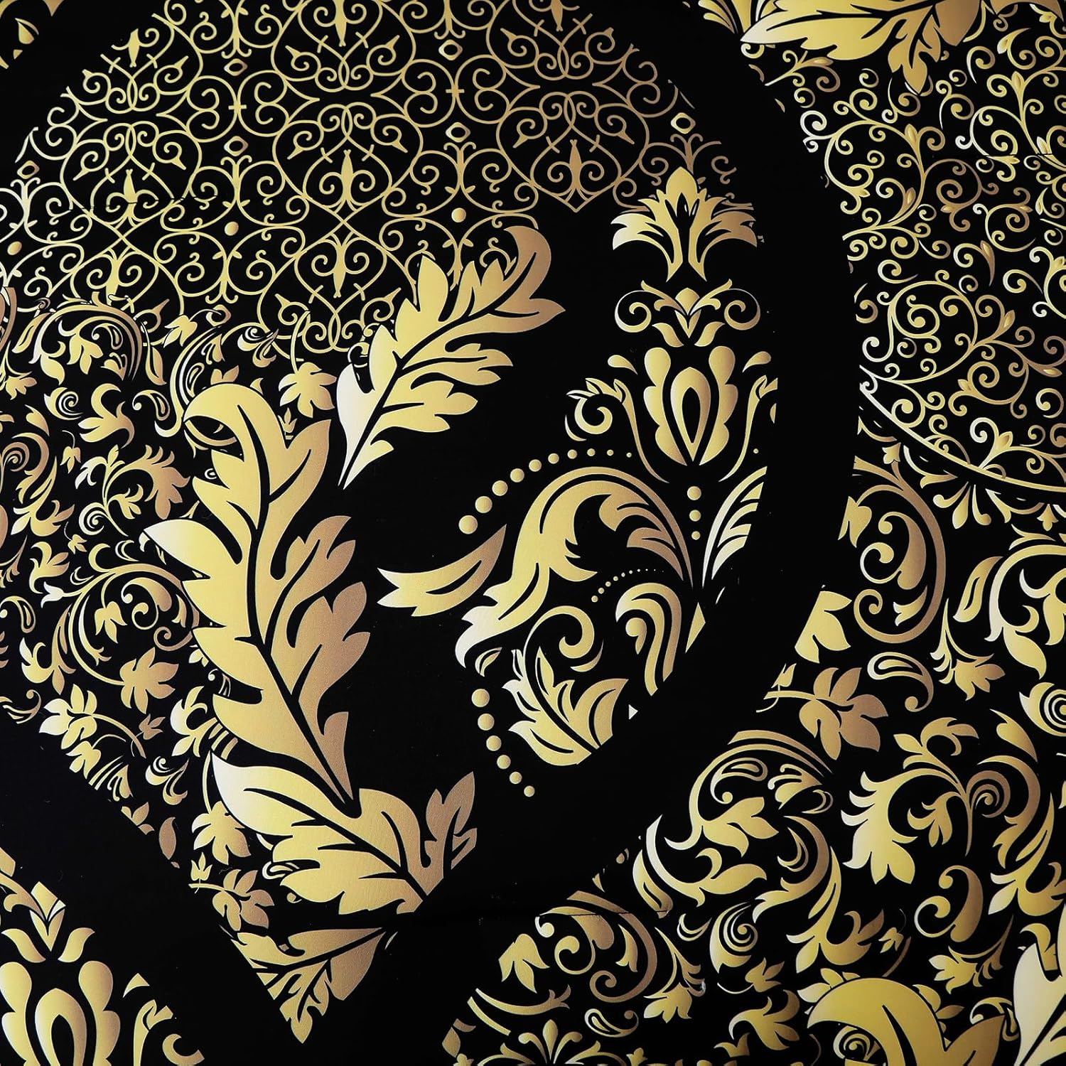 Anibedding Black Gold Damask Comforter Set California King