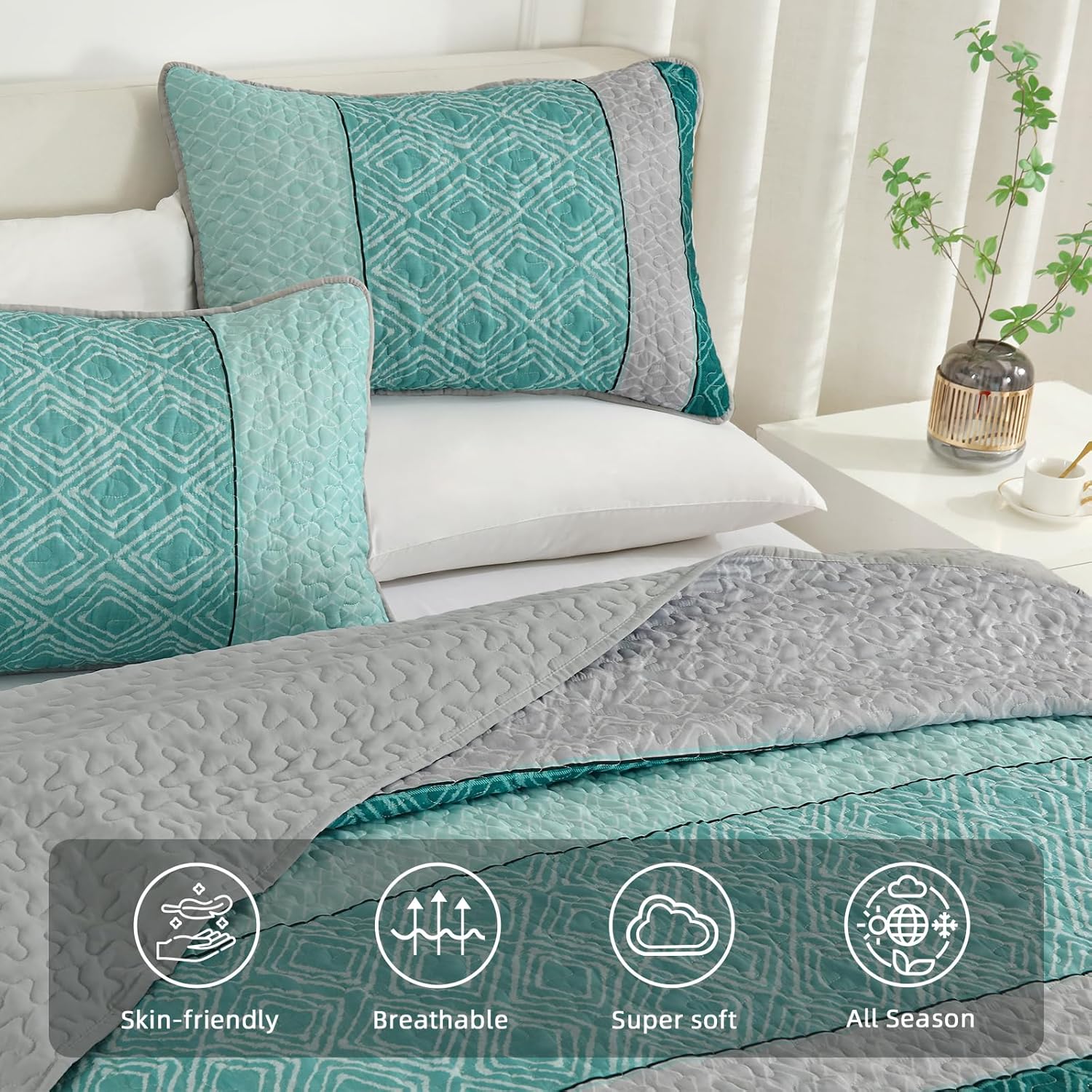 Cottolester Boho Quilt Set California King 3 Pieces 1