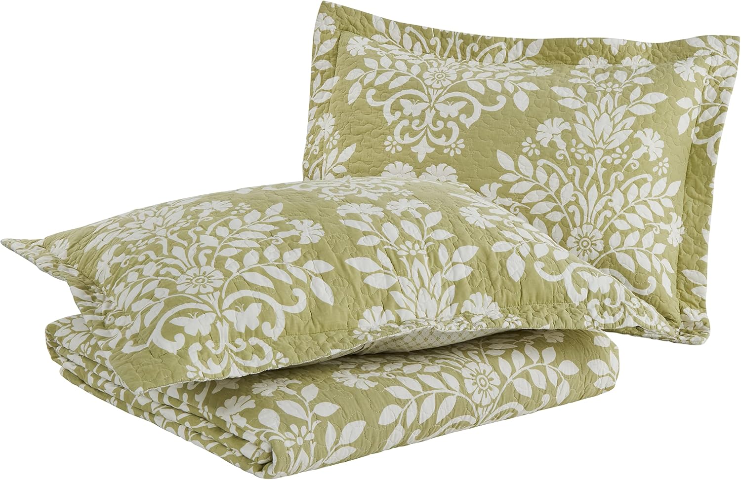 Laura Ashley Queen Quilt Set with Shams Reversible Cotton Bedding