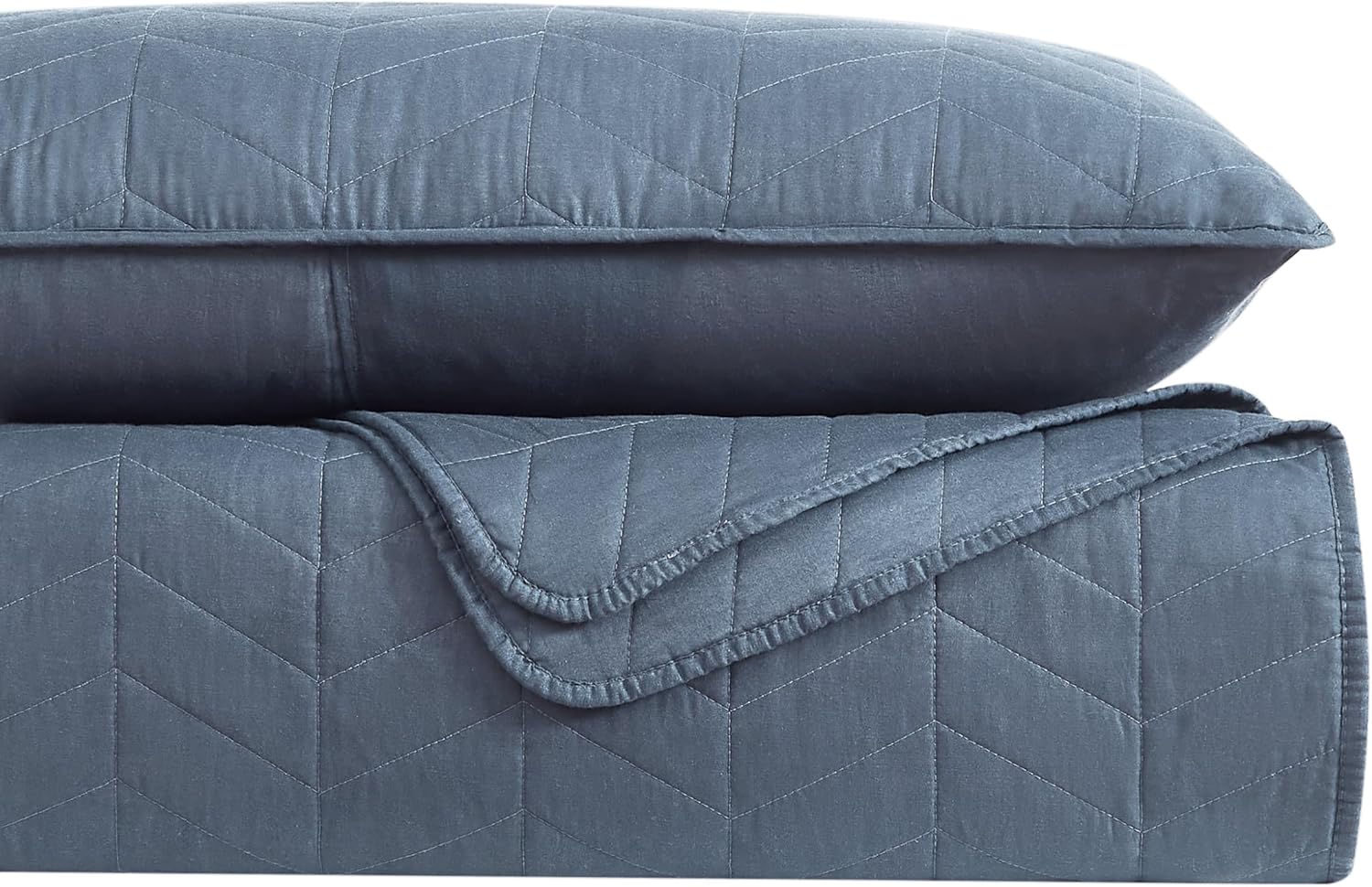 Palassio Blue Cotton Quilt Set King Size with Pillow Shams