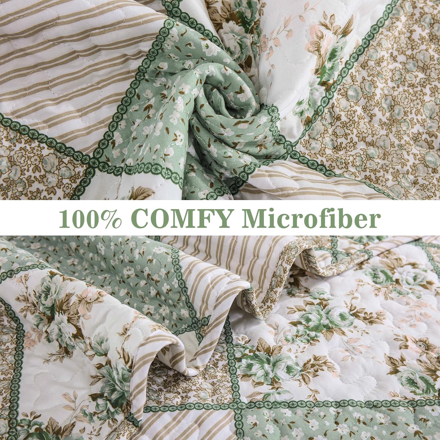 Menghomeus Sage Green Queen Quilt Set