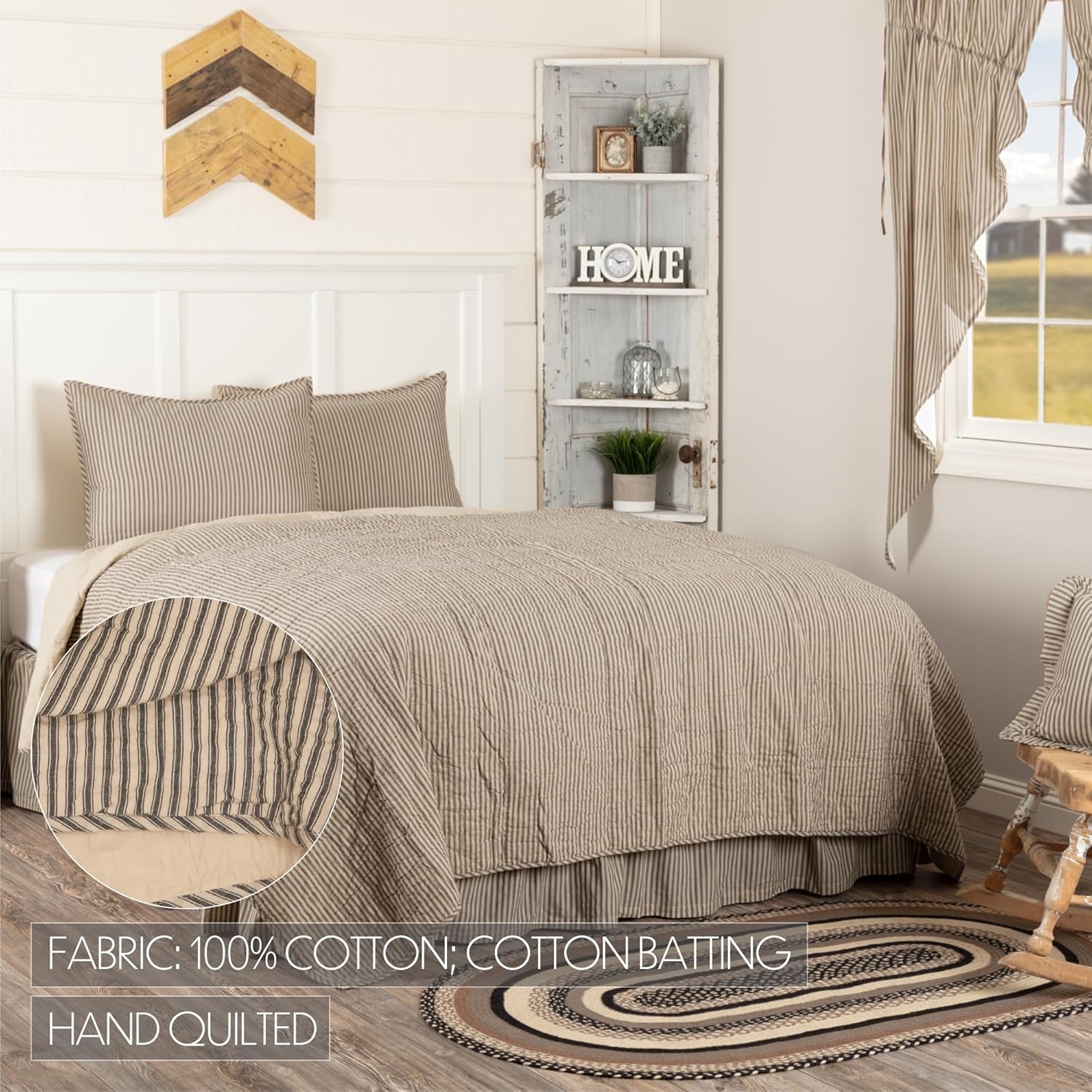 VHC Brands Sawyer Mill Ticking Stripe California King Quilt Set