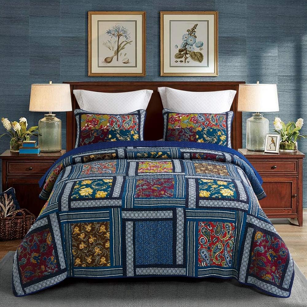 DECMAY Queen Size Quilt Set 100 Cotton Patchwork