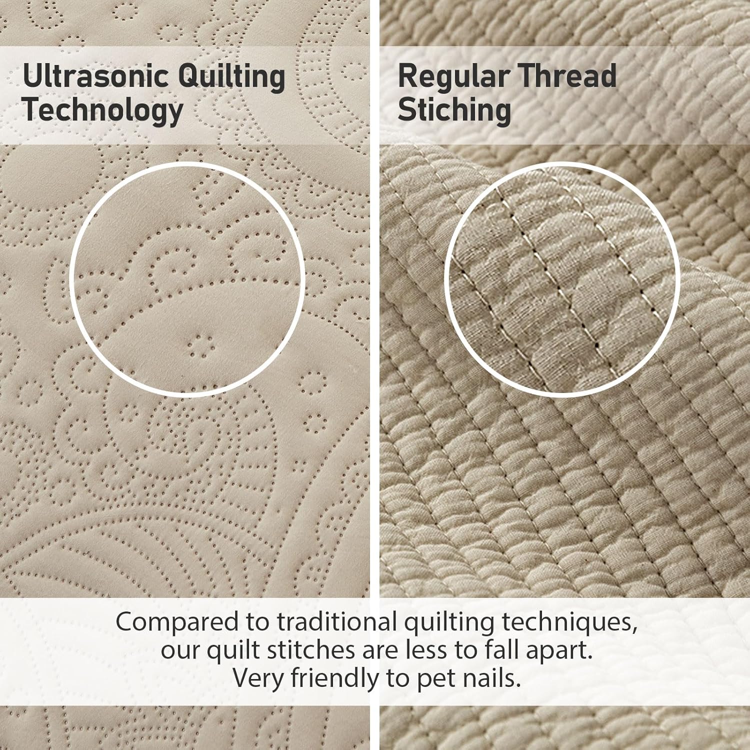 Qucover Oversized Cal King Quilt Set with Shams