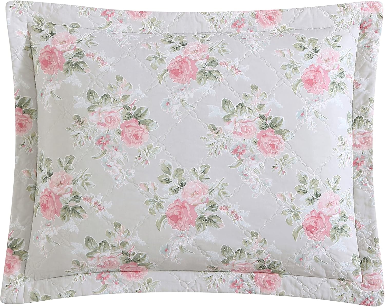 Laura Ashley Twin Quilt Set - Melany Pink Reversible Cotton Bedding