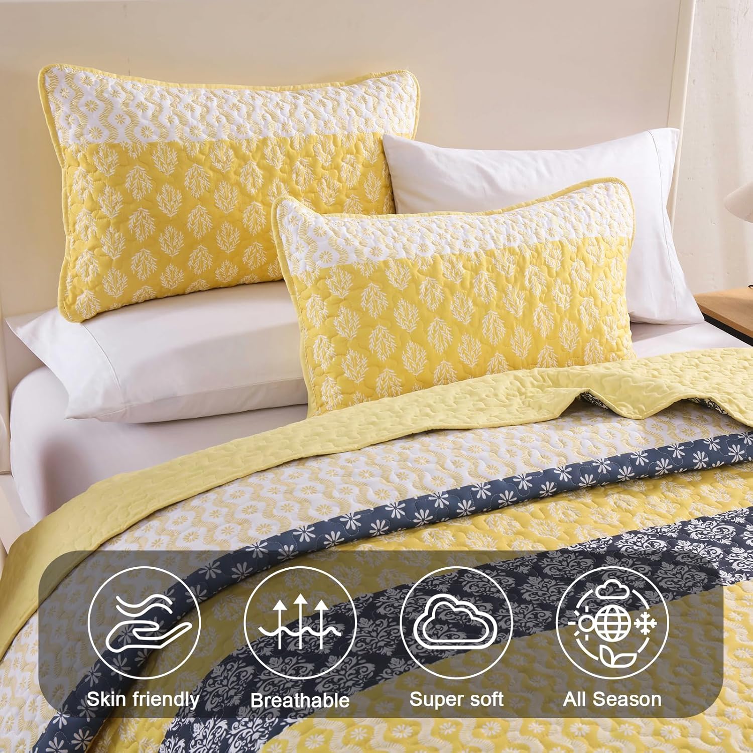Cottolester Boho King Size Quilt Set with 3 Pieces