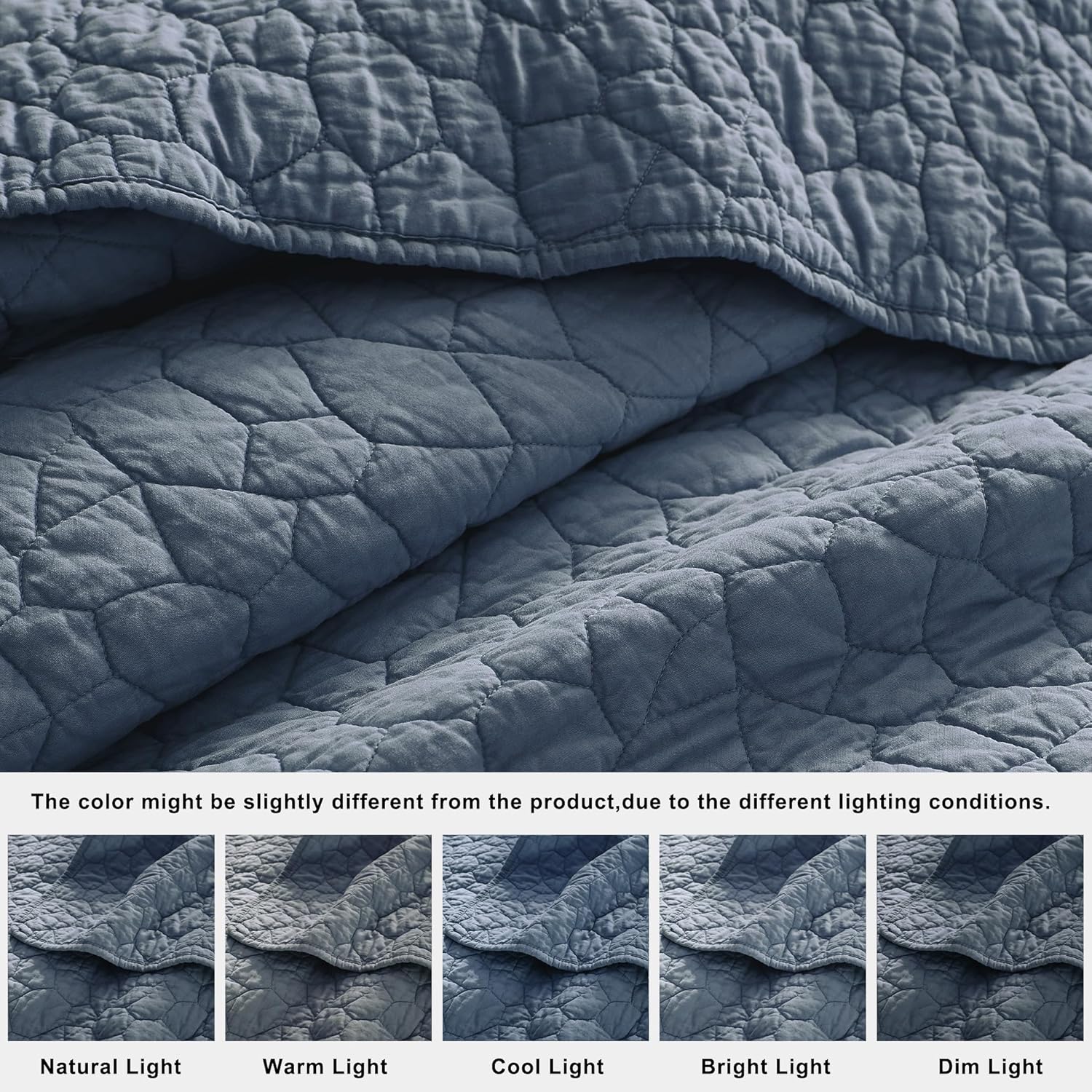 RSHARE 100 Cotton Cal King Quilt Set Blue Grey 1