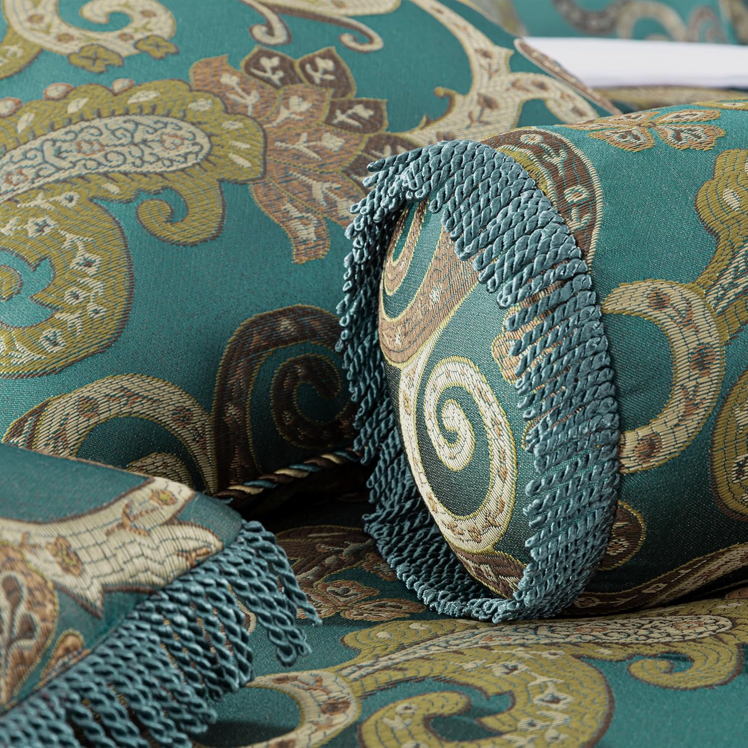 Chezmoi Adelle 7-Piece Paisley Comforter Set California King Teal 1