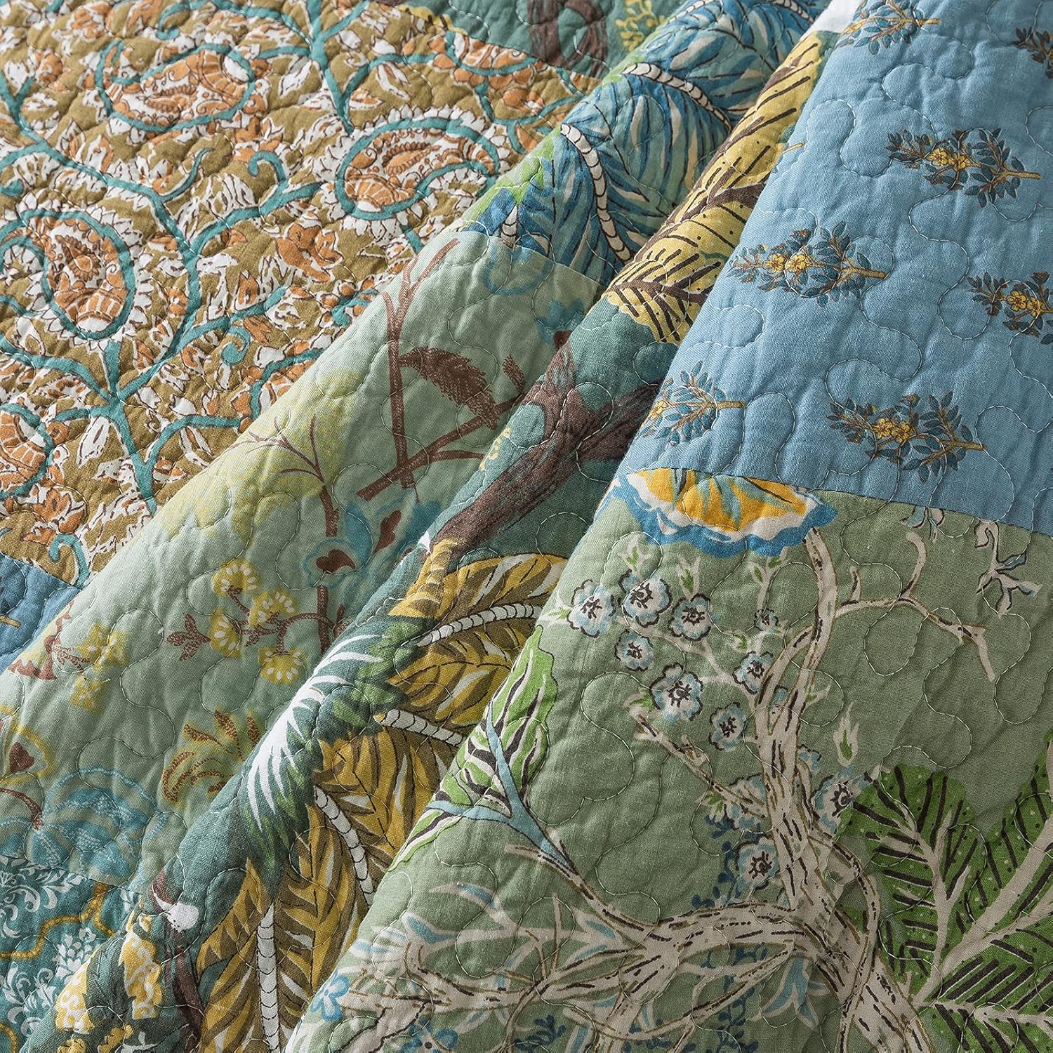 NEWLAKE Cotton Patchwork Bedspread 3-Piece Set