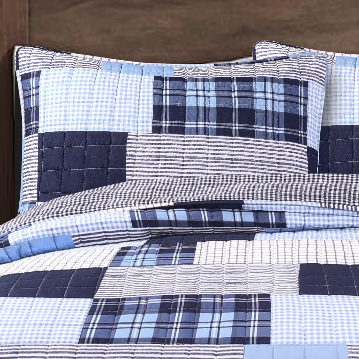 Lush Decor Navy Greenville 3 Piece Quilt Set