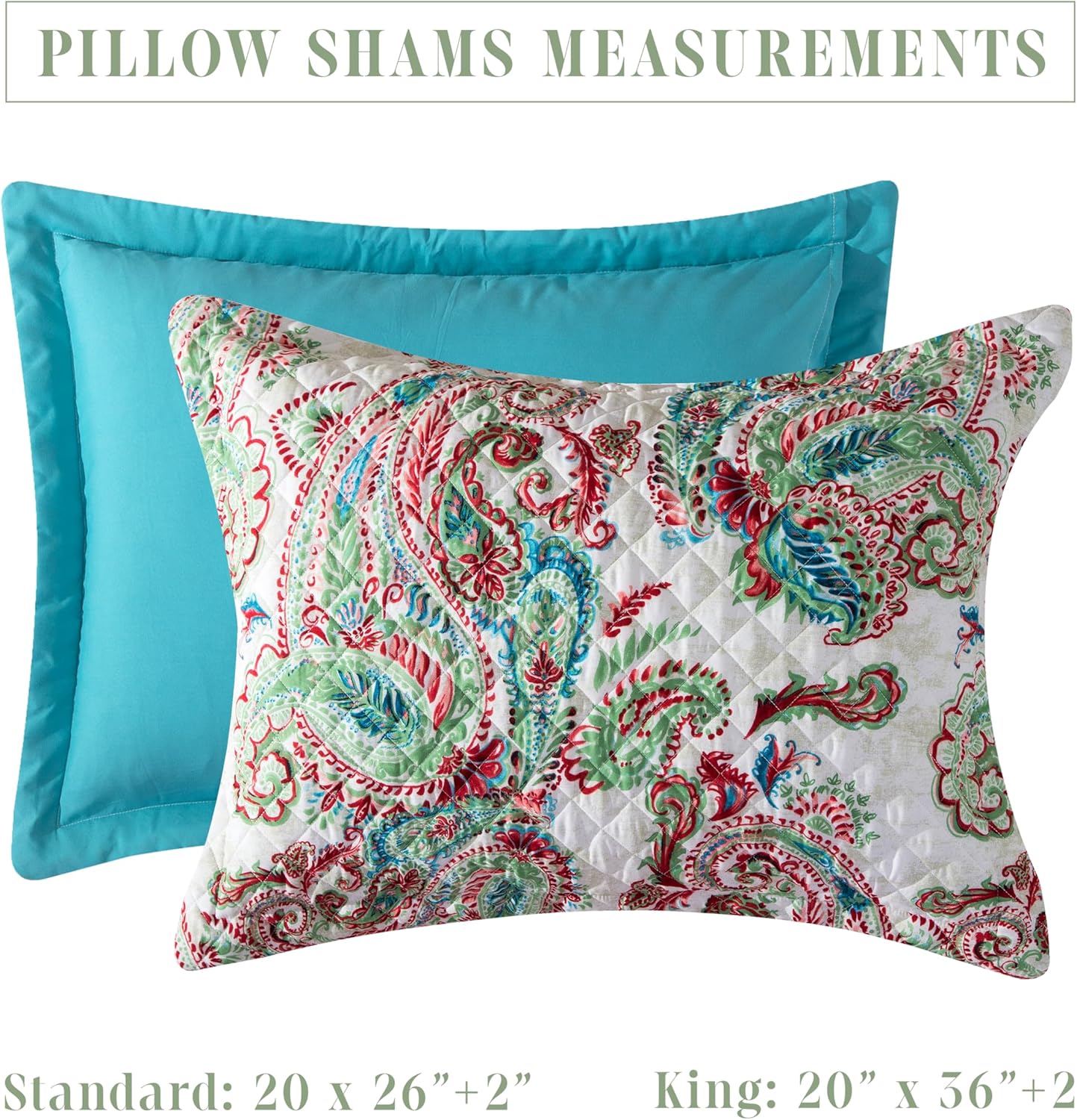 Elegant Comfort Reversible Paisley Quilt Set - Queen Turquoise
