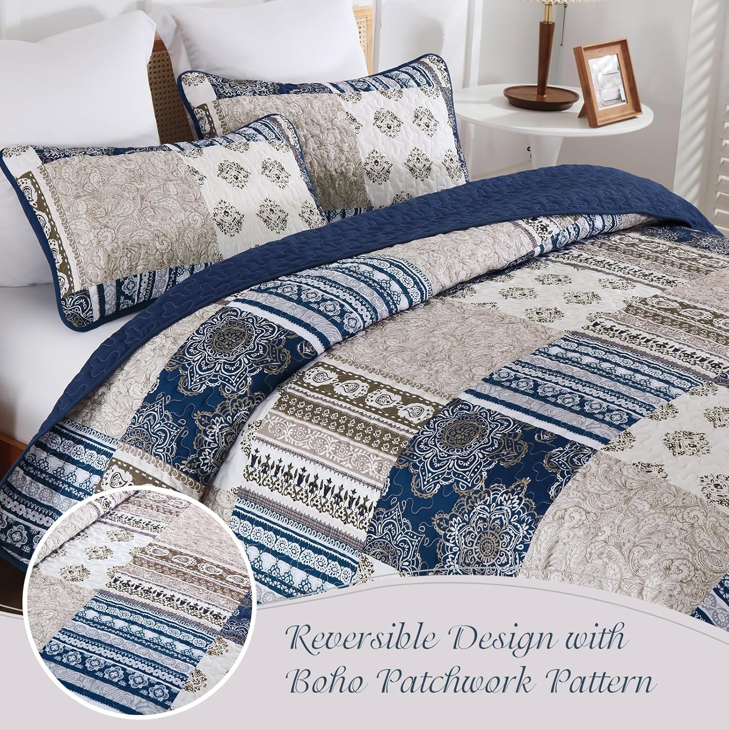 Dintszyayue Boho Quilt Set King Size 3 Piece