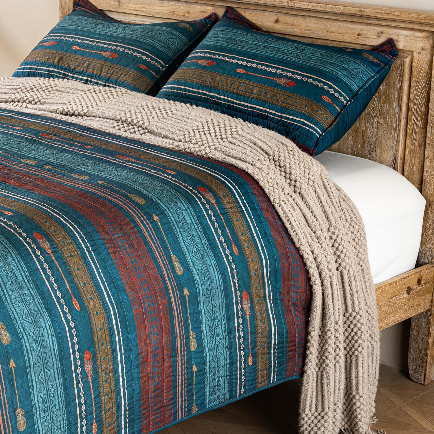 LIRISDOM Bohemian Quilt Set Queen Size 3 Piece 1