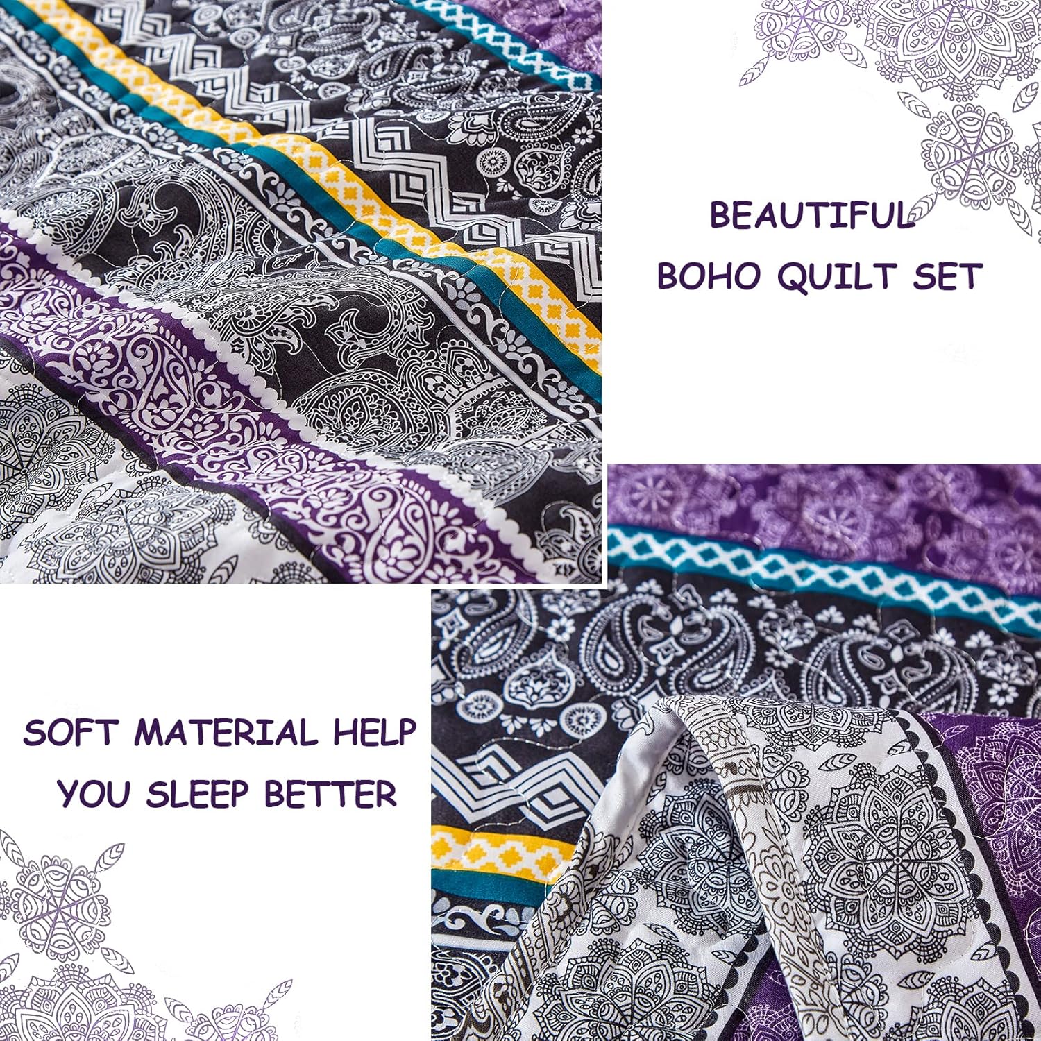 WONGS BEDDING Boho Quilt Set King Size