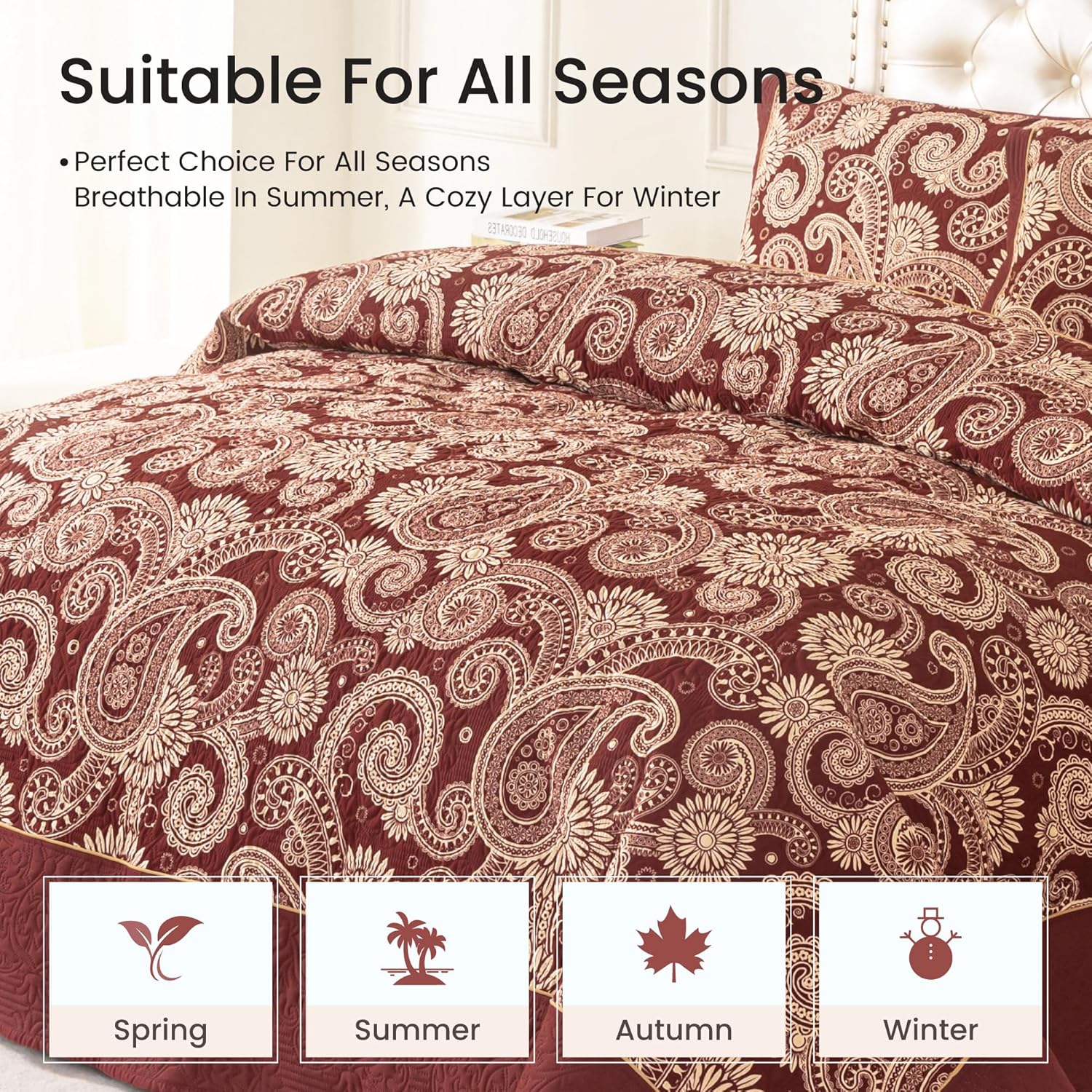Sophia William Terracotta Cal King Patchwork Quilt Set