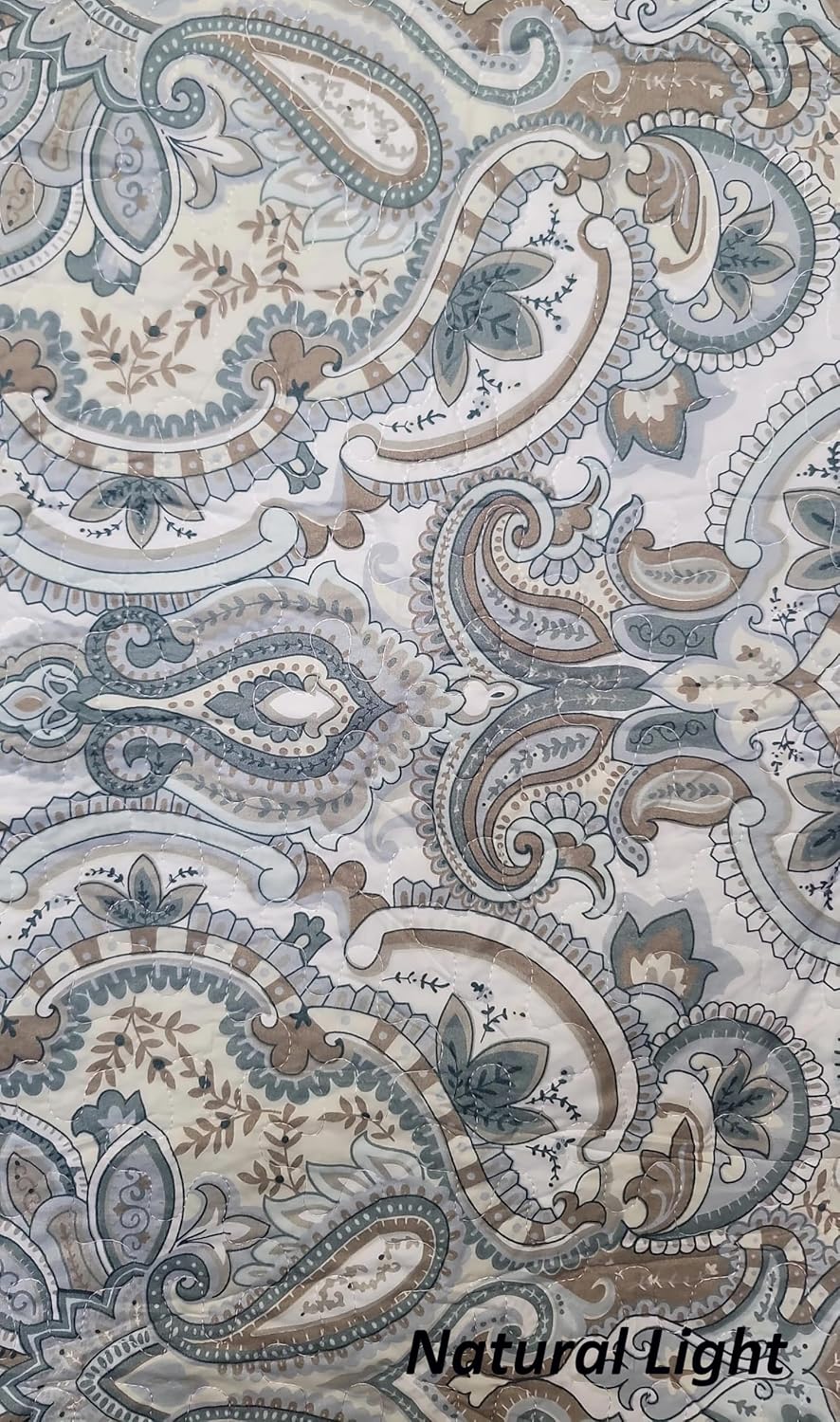 Grand Linen King Quilt Set with Paisley Design